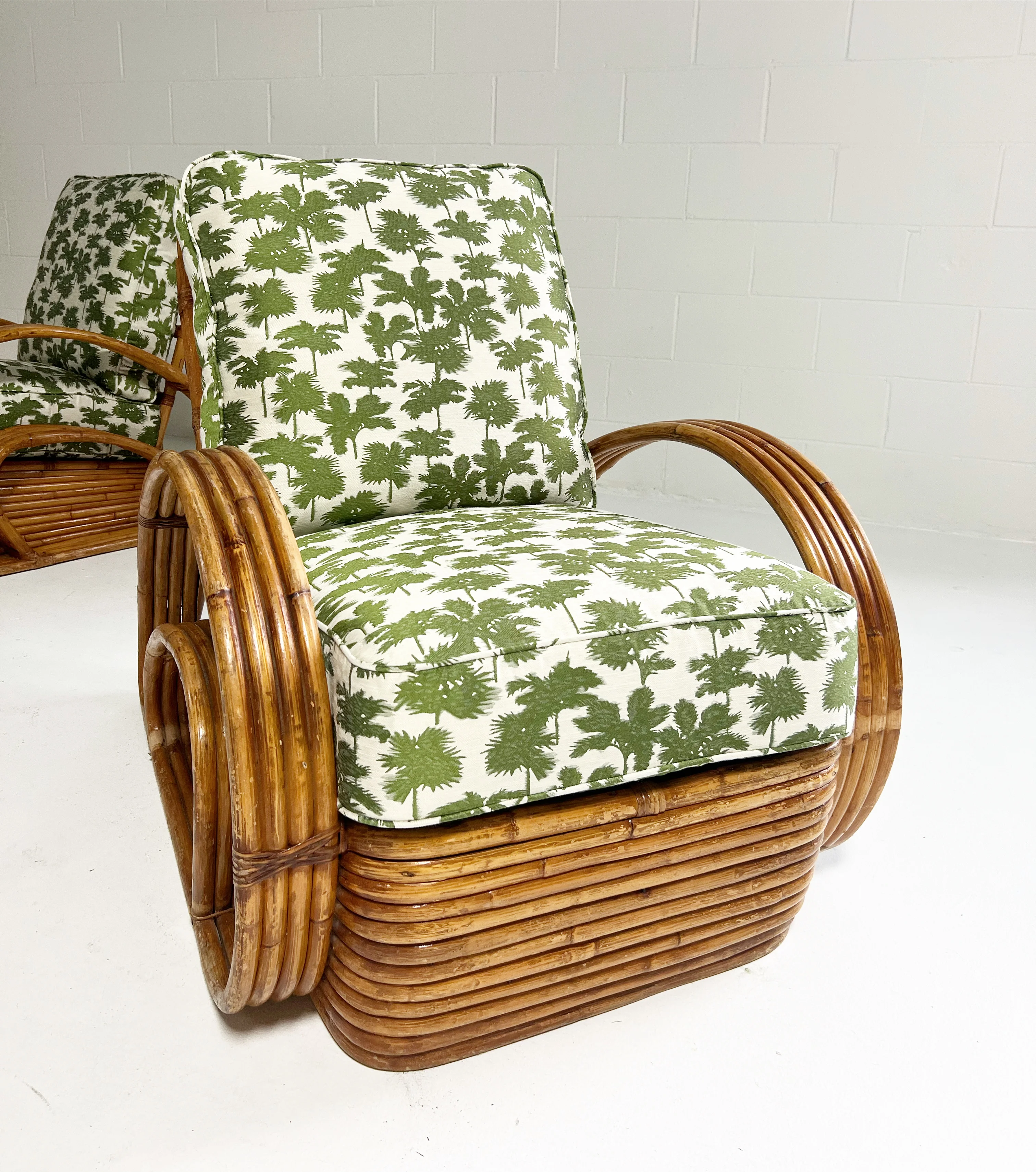 Frankl Style Rattan Chairs in Dedar Be Bop a Lula, Pair - Image 13