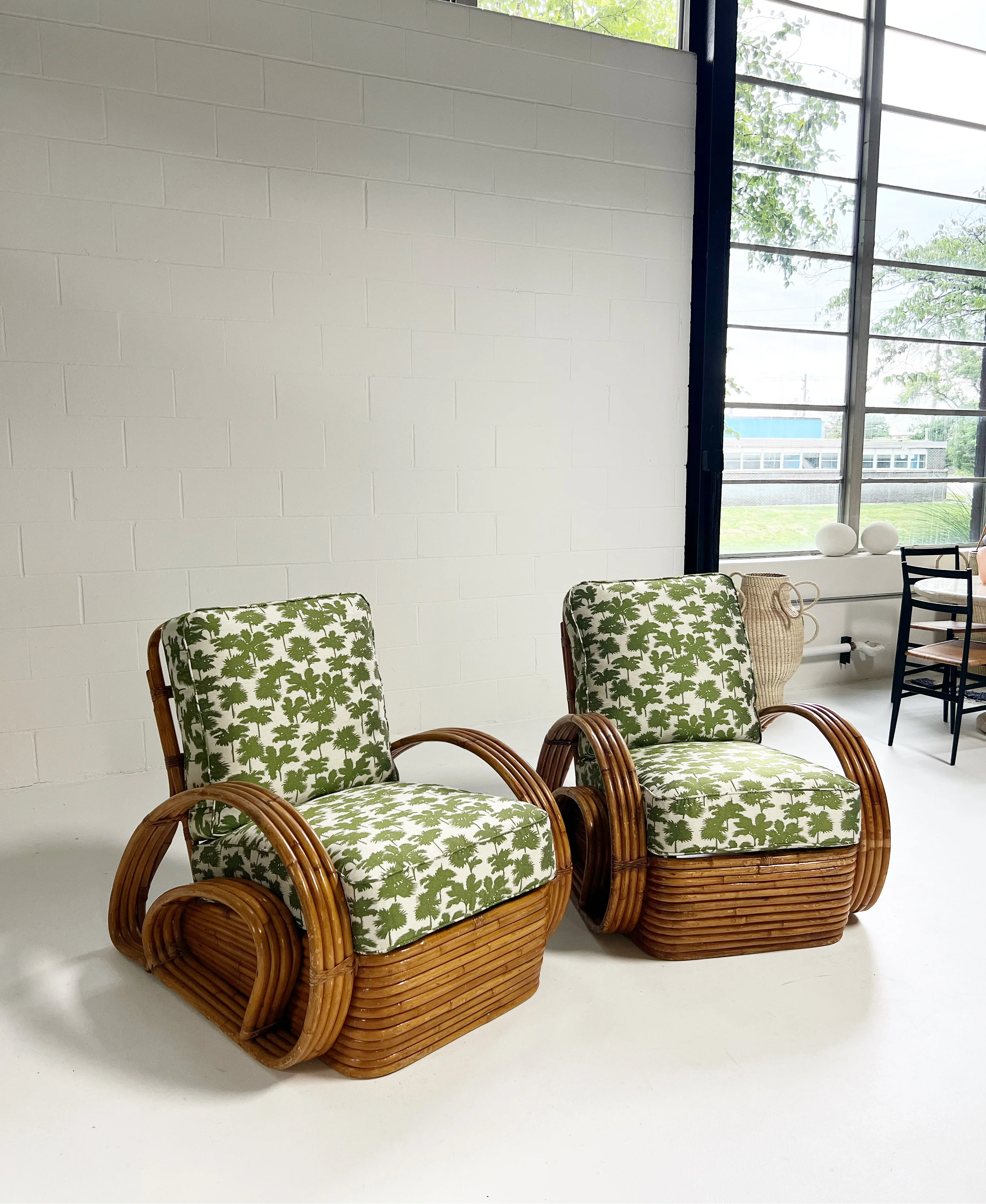Frankl Style Rattan Chairs in Dedar Be Bop a Lula, Pair - Image 14