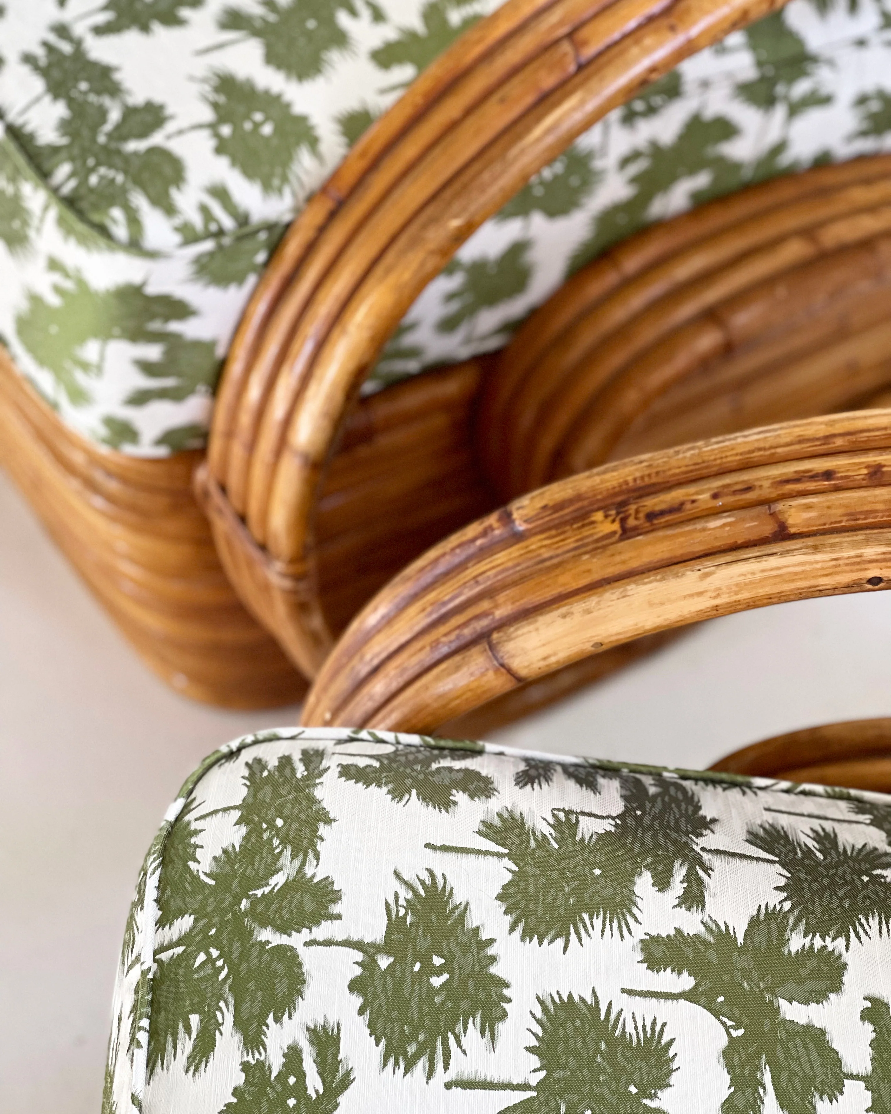 Frankl Style Rattan Chairs in Dedar Be Bop a Lula, Pair - Image 15