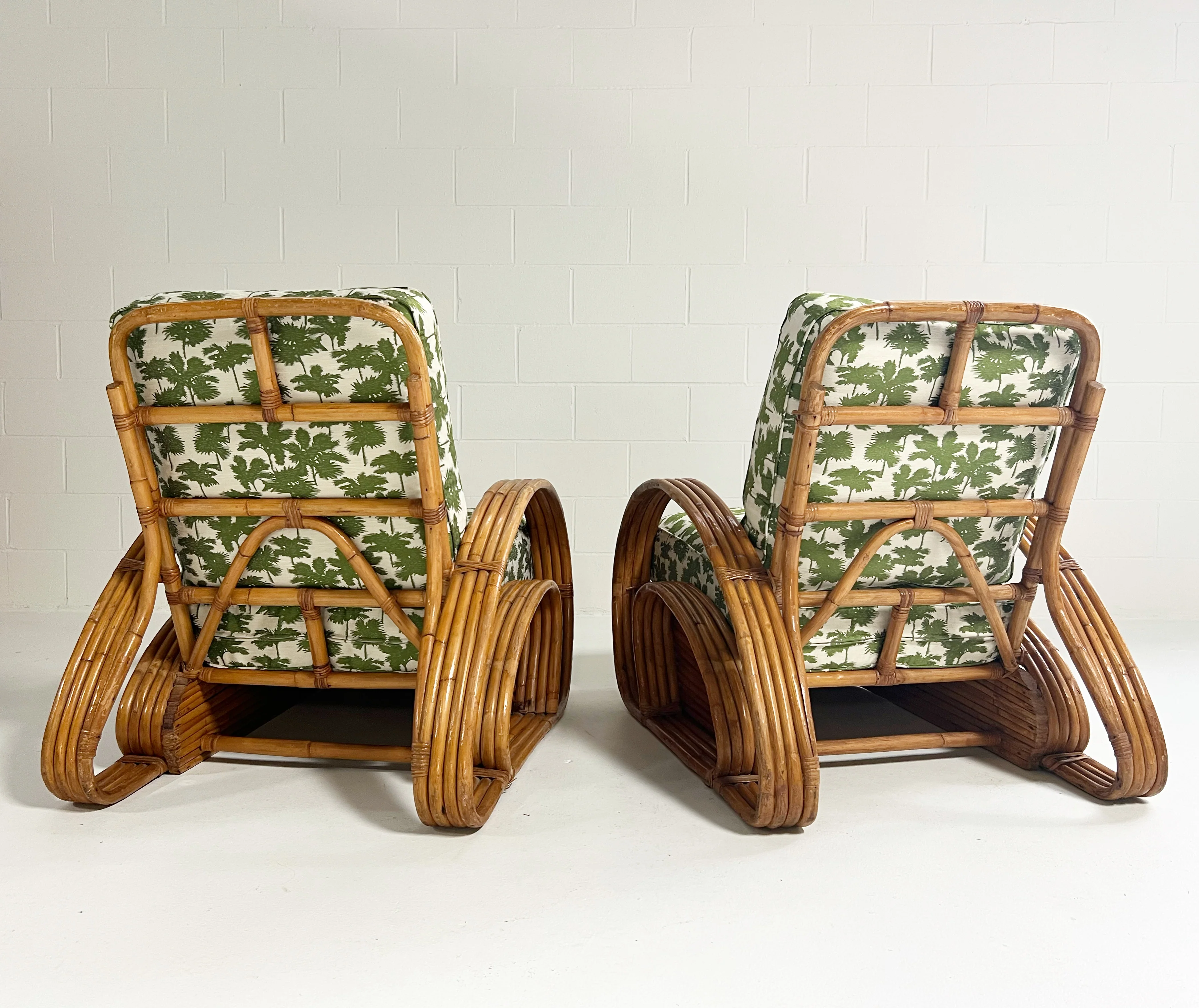 Frankl Style Rattan Chairs in Dedar Be Bop a Lula, Pair - Image 16