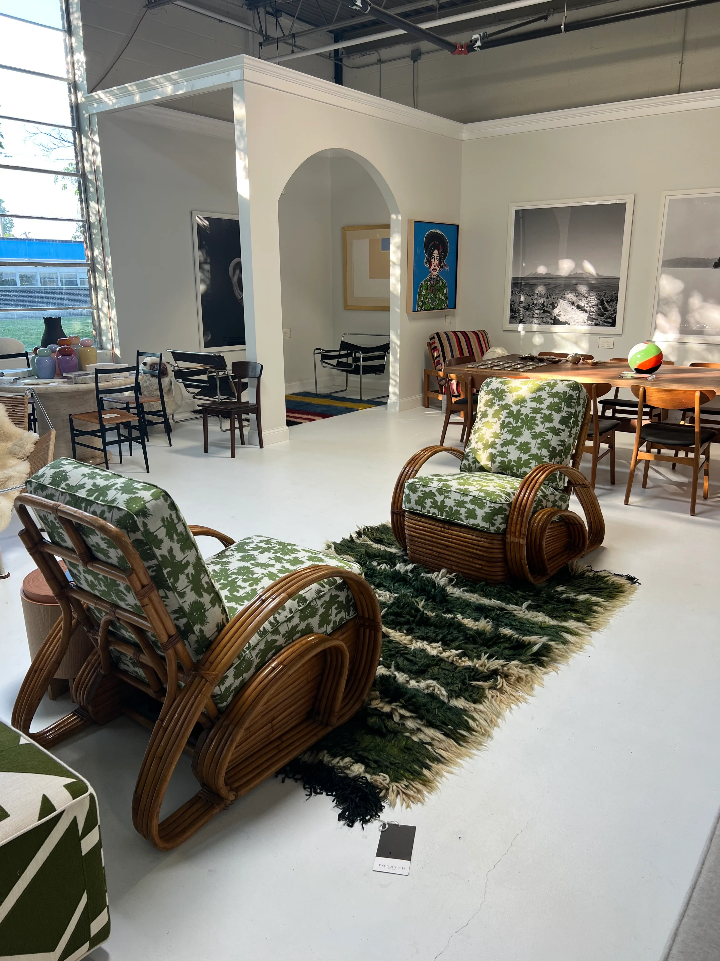 Frankl Style Rattan Chairs in Dedar Be Bop a Lula, Pair - Image 17