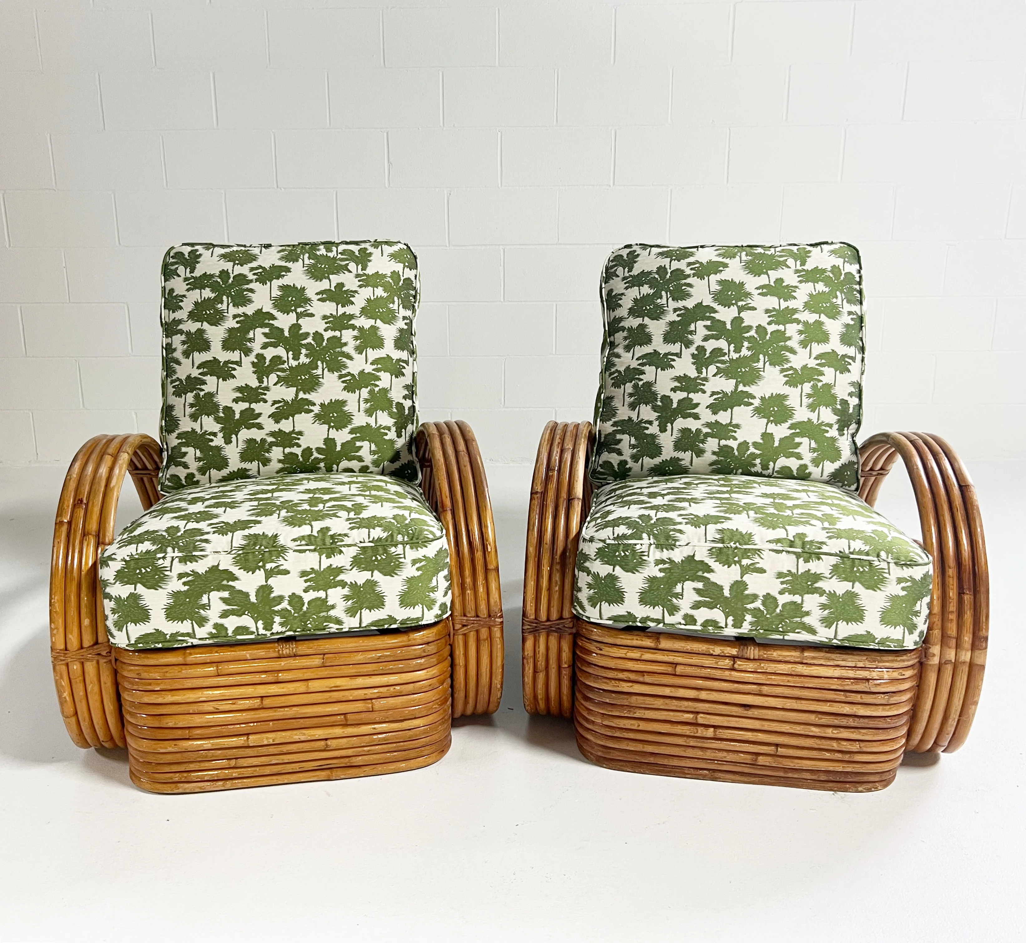 Frankl Style Rattan Chairs in Dedar Be Bop a Lula, Pair - Image 5