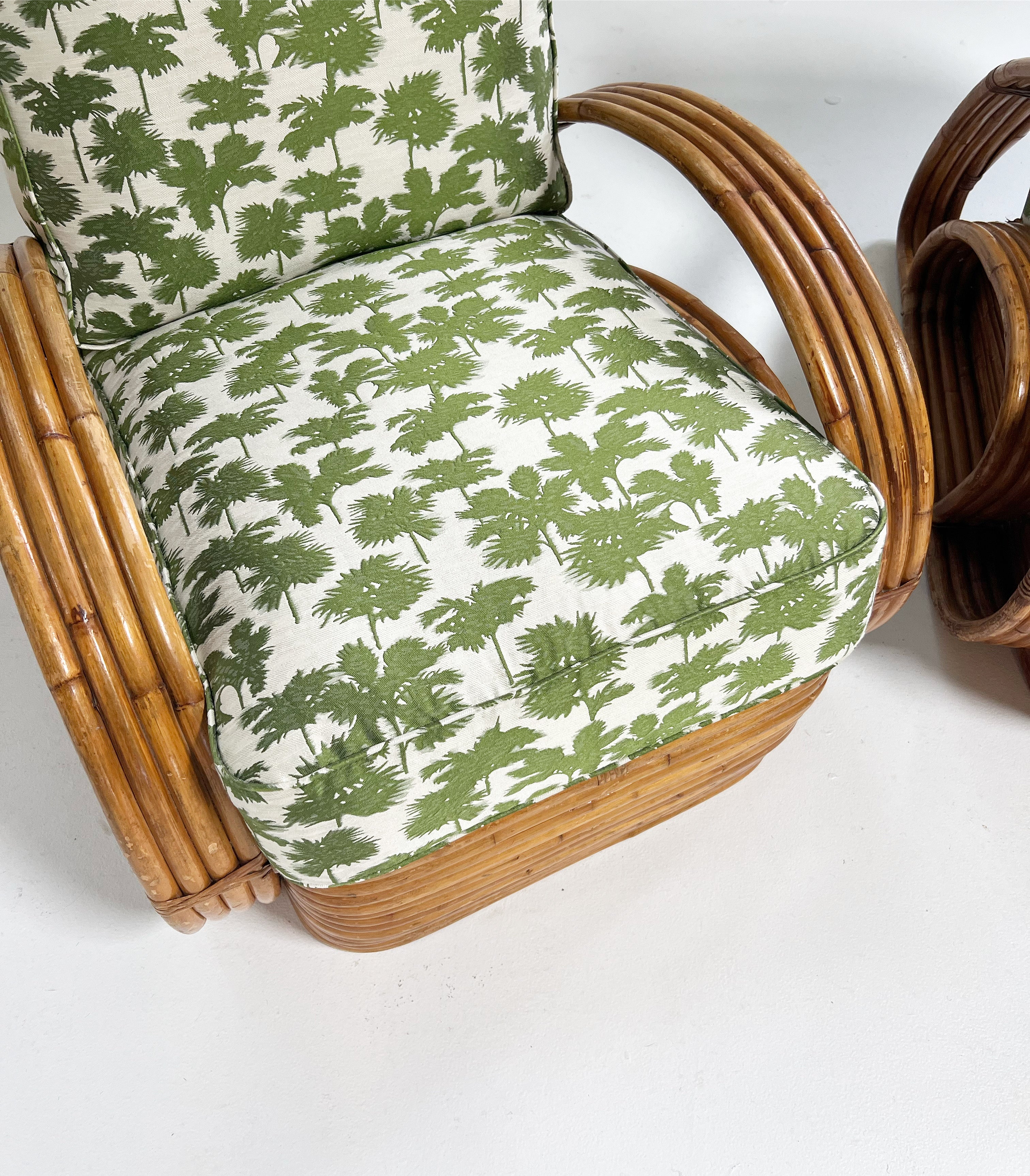 Frankl Style Rattan Chairs in Dedar Be Bop a Lula, Pair - Image 6
