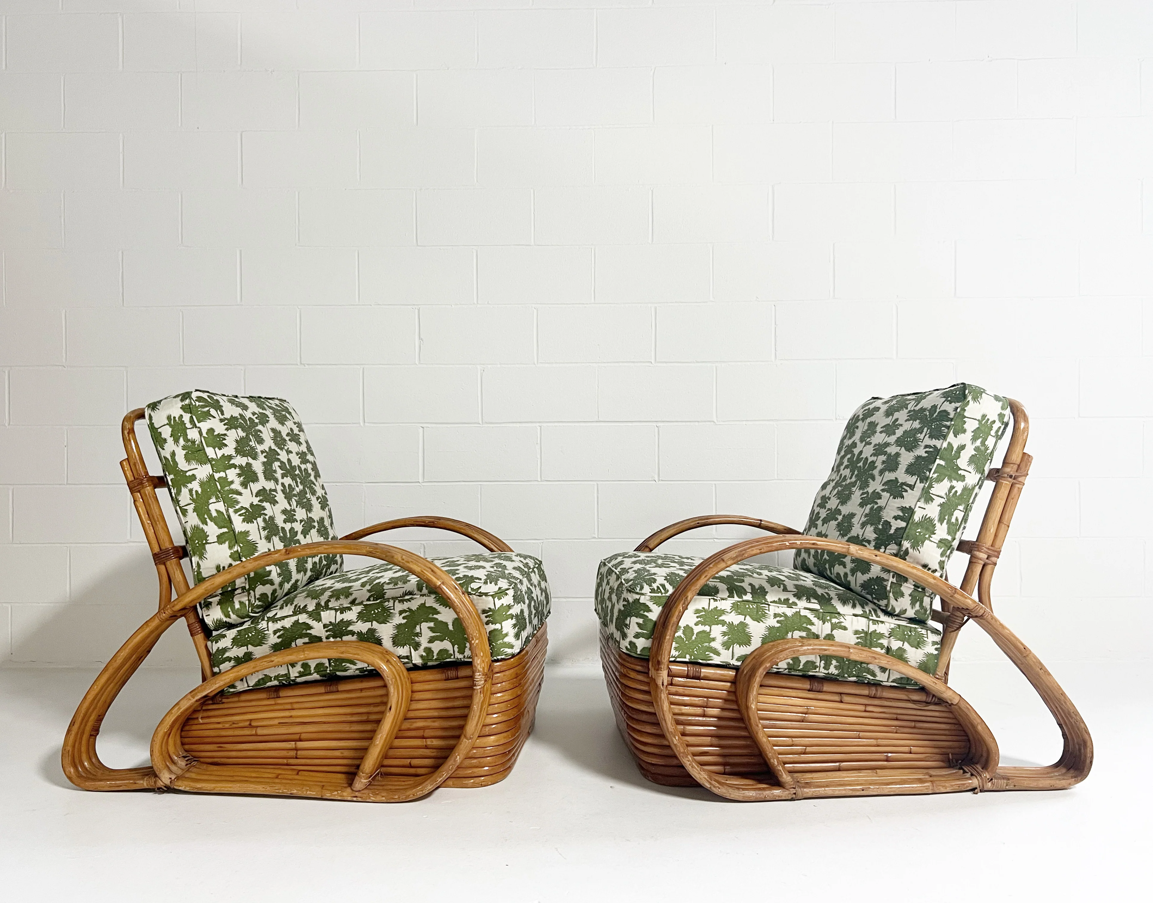 Frankl Style Rattan Chairs in Dedar Be Bop a Lula, Pair - Image 7