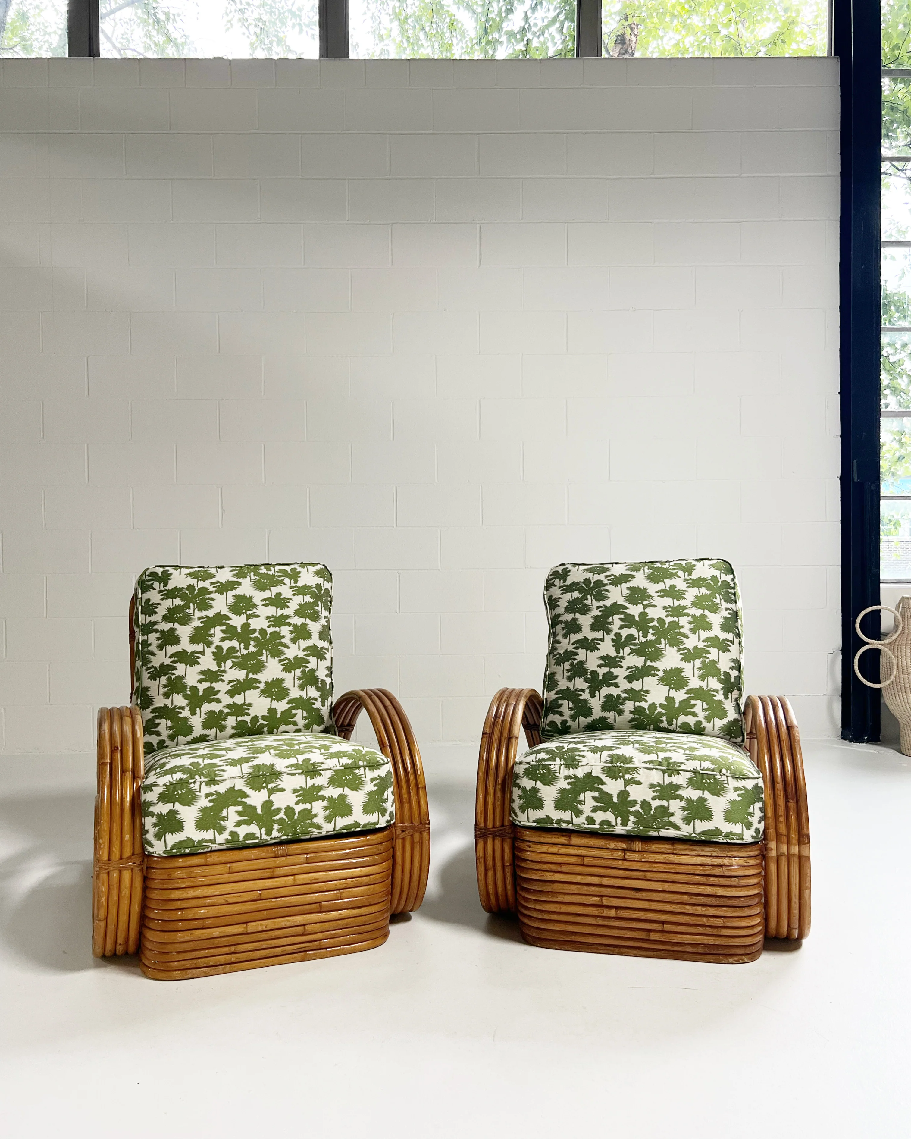 Frankl Style Rattan Chairs in Dedar Be Bop a Lula, Pair - Image 8