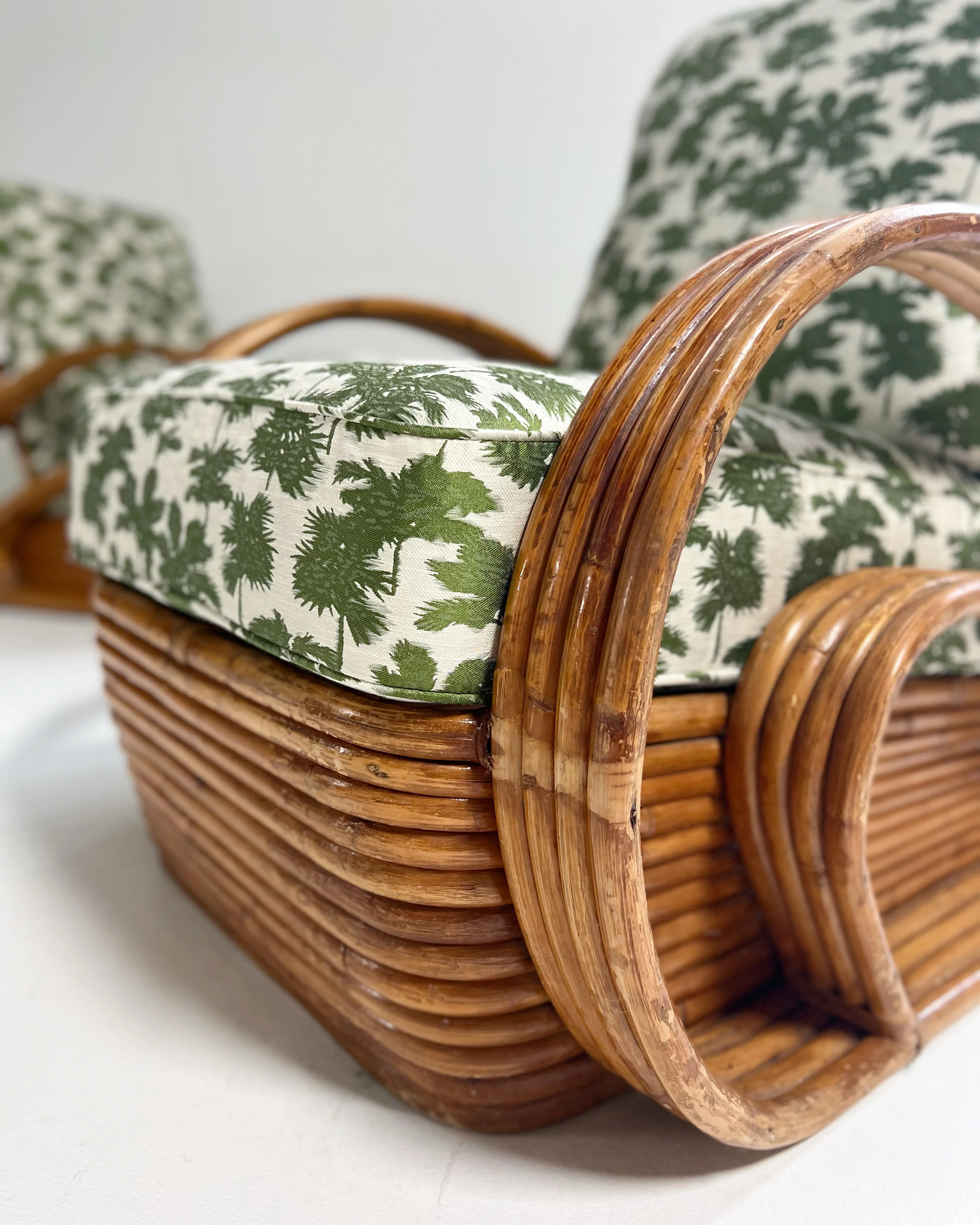 Frankl Style Rattan Chairs in Dedar Be Bop a Lula, Pair - Image 9