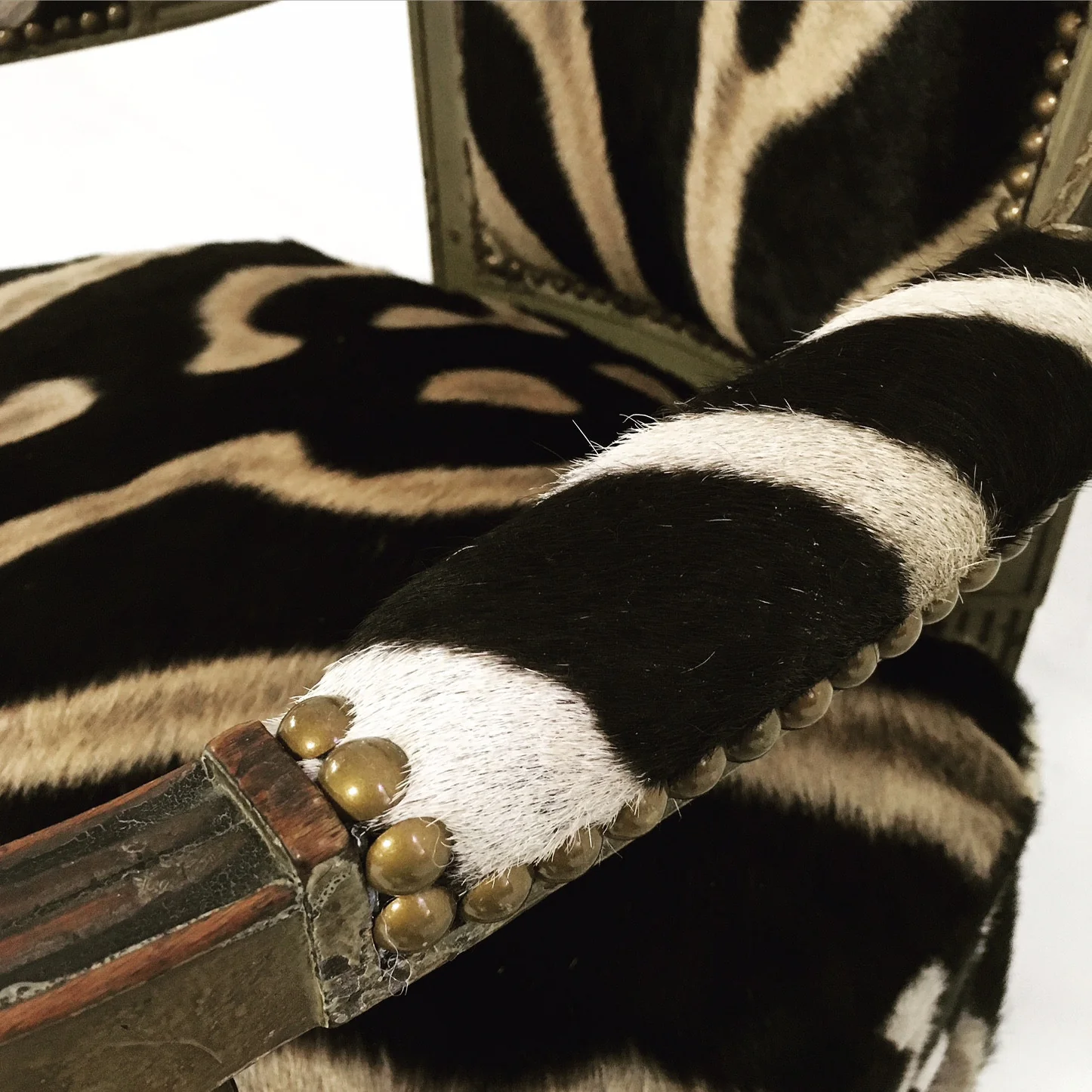 French Boudoir Armchair in Zebra Hide - Image 2