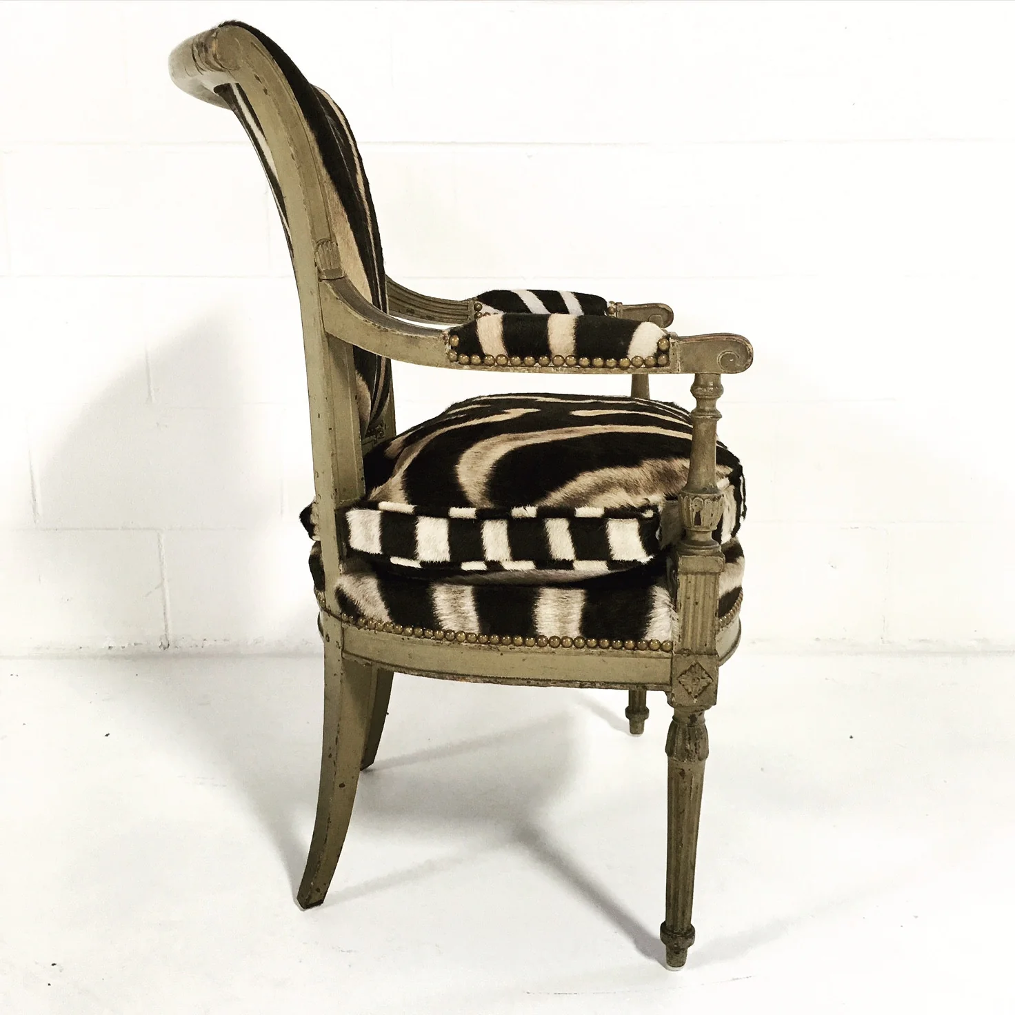 French Boudoir Armchair in Zebra Hide - Image 4