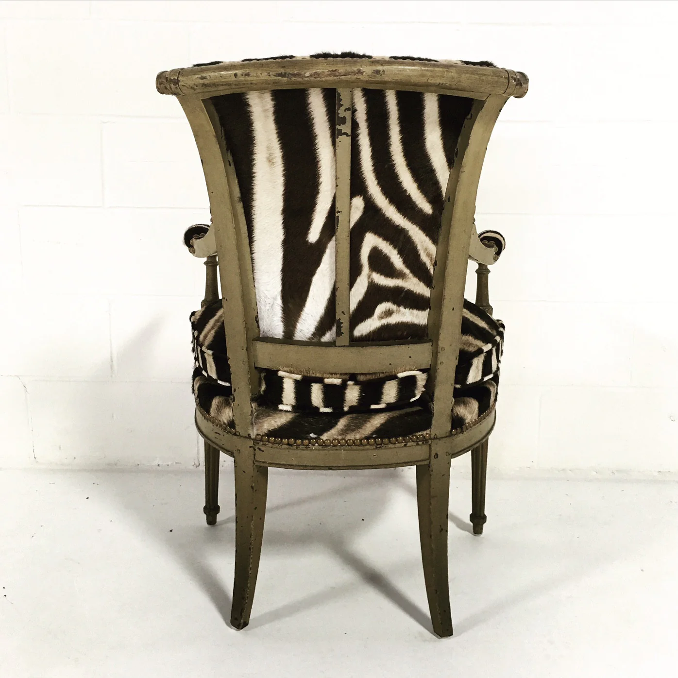 French Boudoir Armchair in Zebra Hide - Image 6