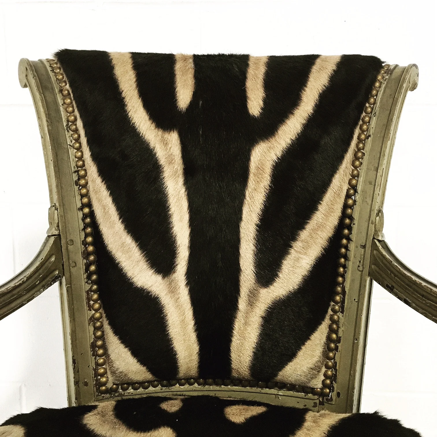 French Boudoir Armchair in Zebra Hide - Image 7