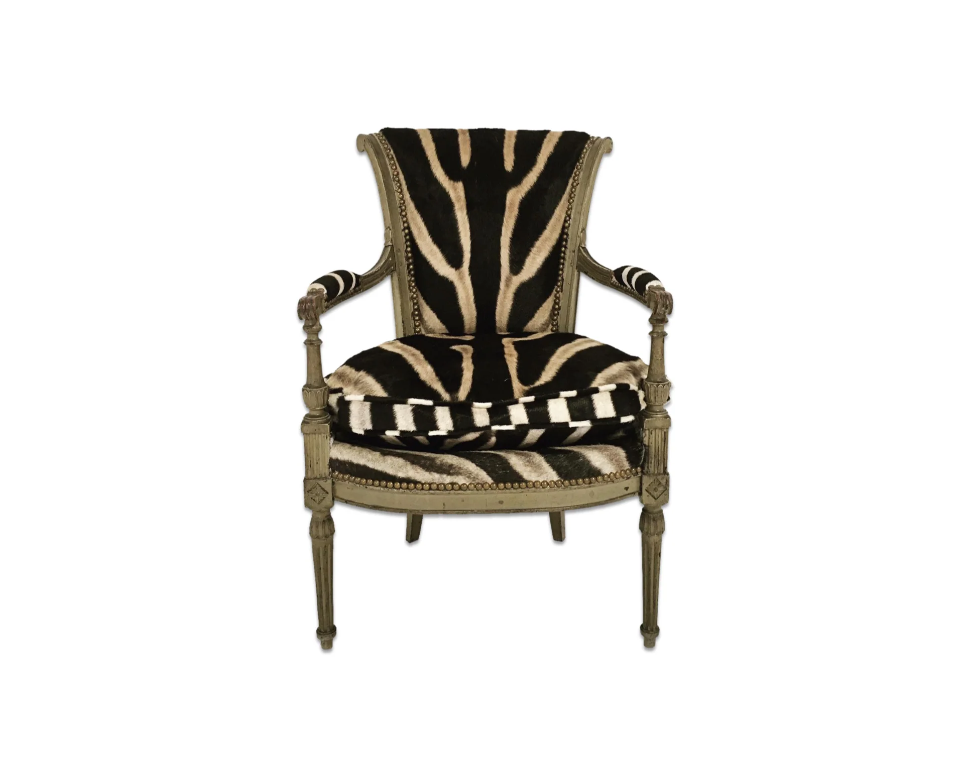 French Boudoir Armchair in Zebra Hide - Image 8
