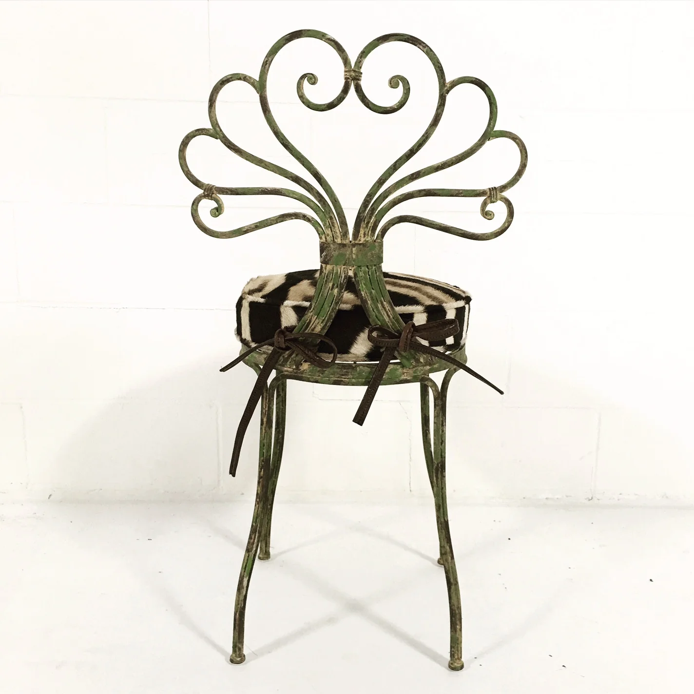 French Garden Chair with Zebra Cushion - Image 5
