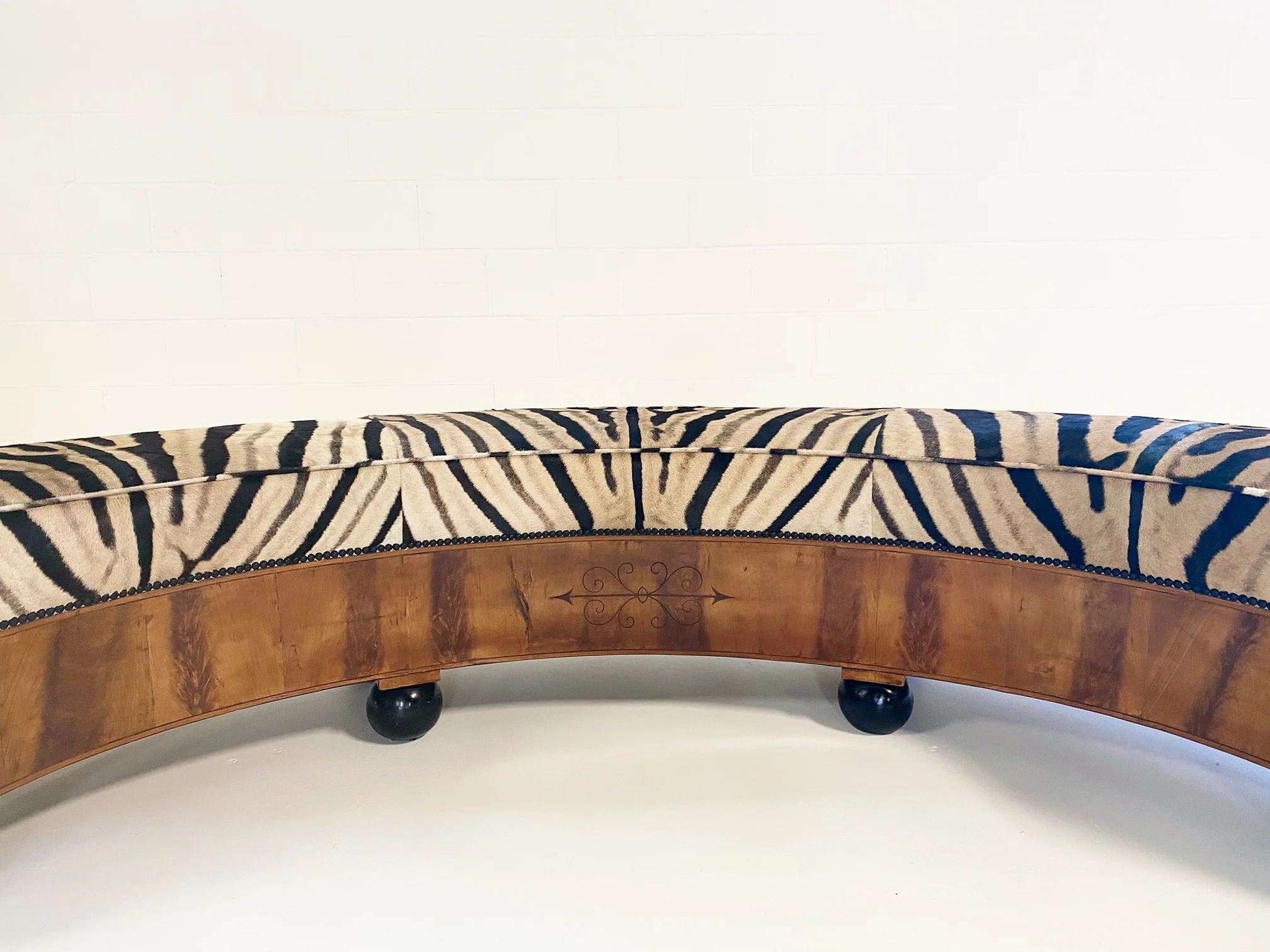 19th Century Fruitwood Banquette in Zebra Hide - Image 13