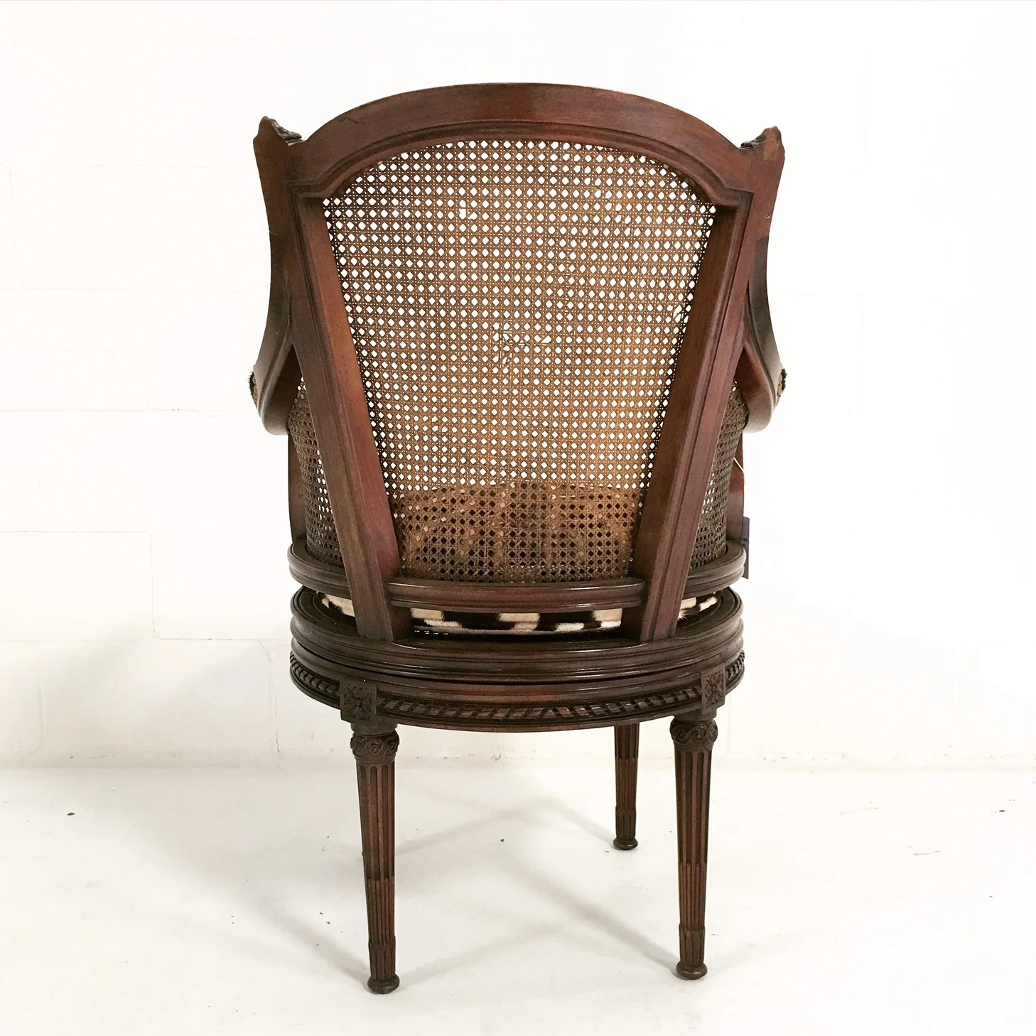 Antique Bergere Swivel Chair in Zebra Hide - Image 6