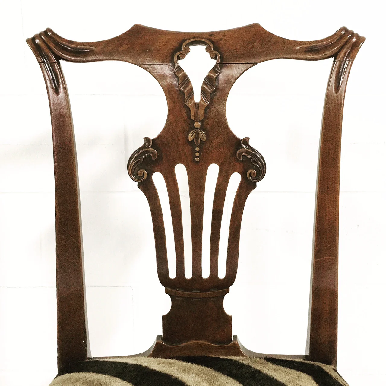 George II Walnut Dining Chairs in Zebra Hide, set of 8 - Image 5