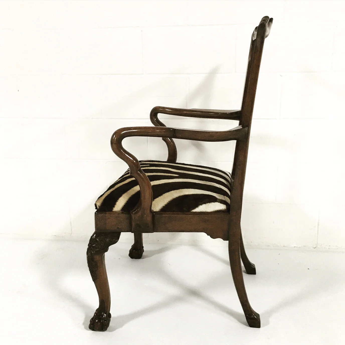 George II Walnut Dining Chairs in Zebra Hide, set of 8 - Image 7