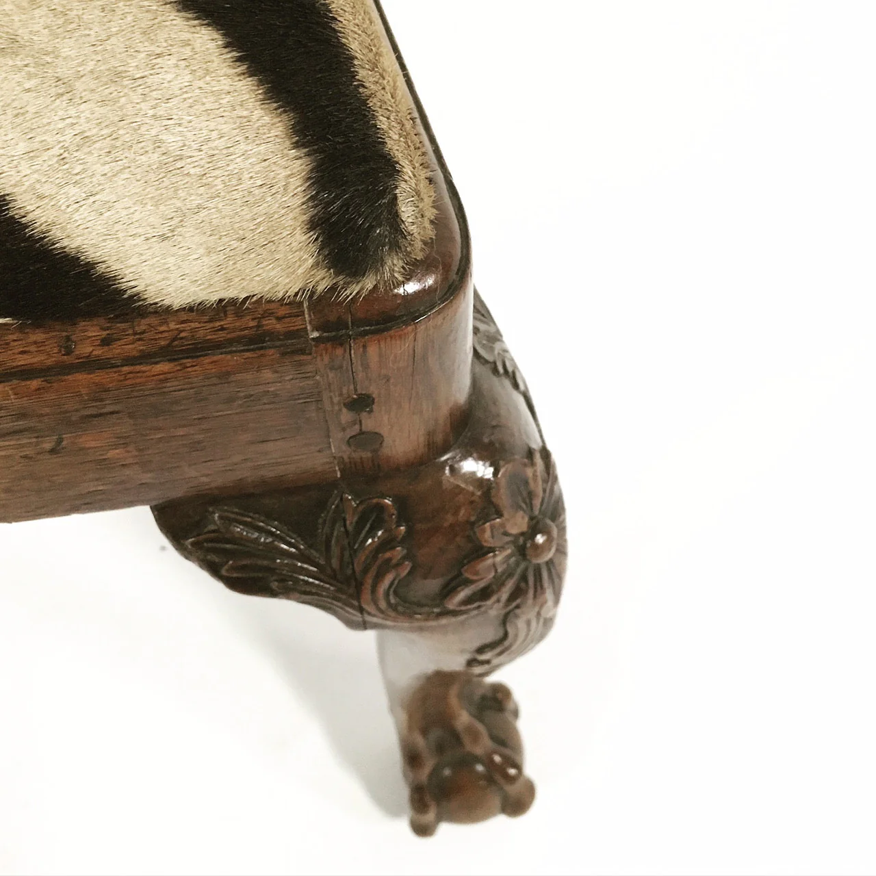 George II Walnut Dining Chairs in Zebra Hide, set of 8 - Image 8