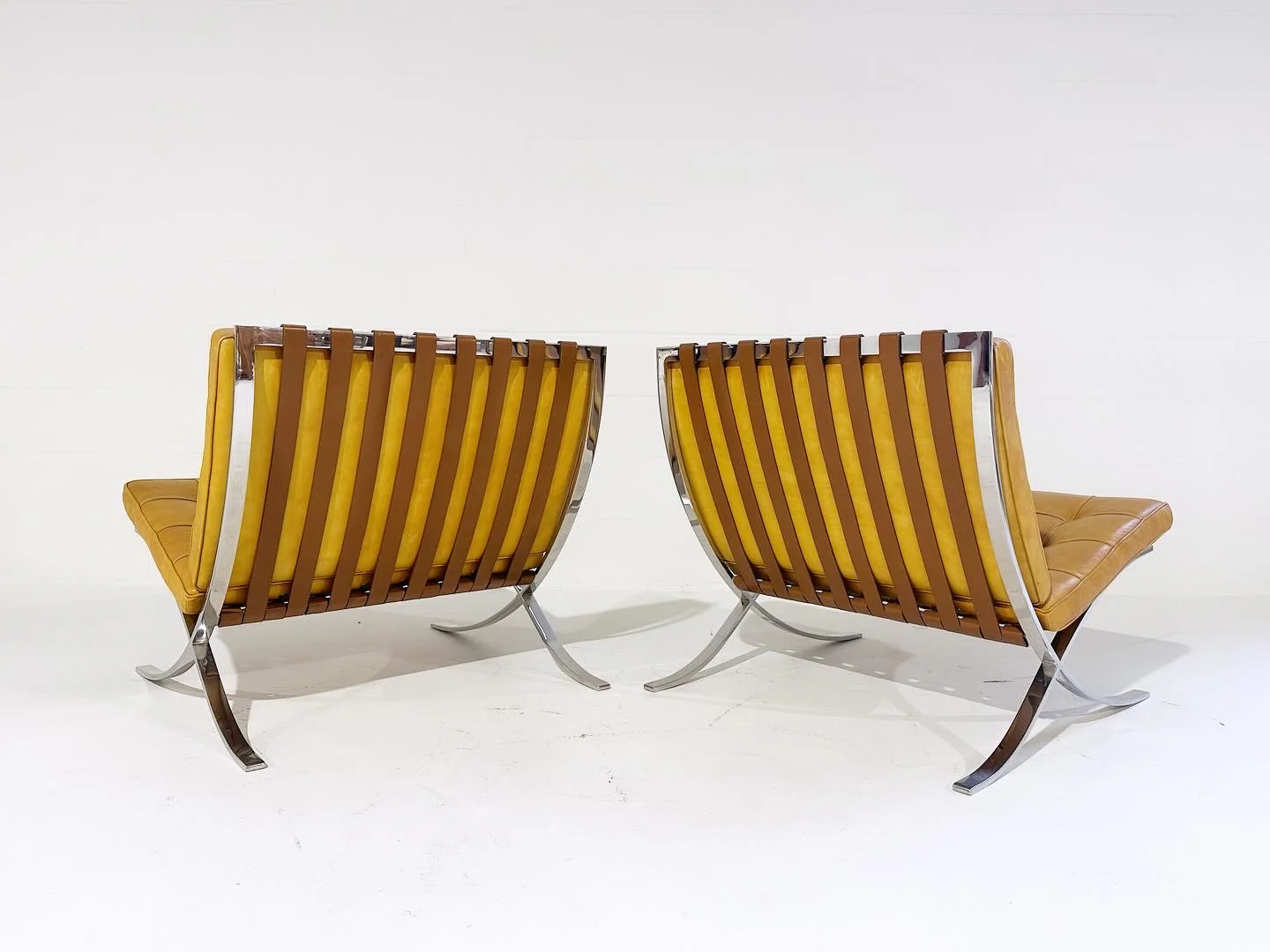 Gerald R. Griffith Barcelona Chairs and Ottomans, Set of 4 - Image 4