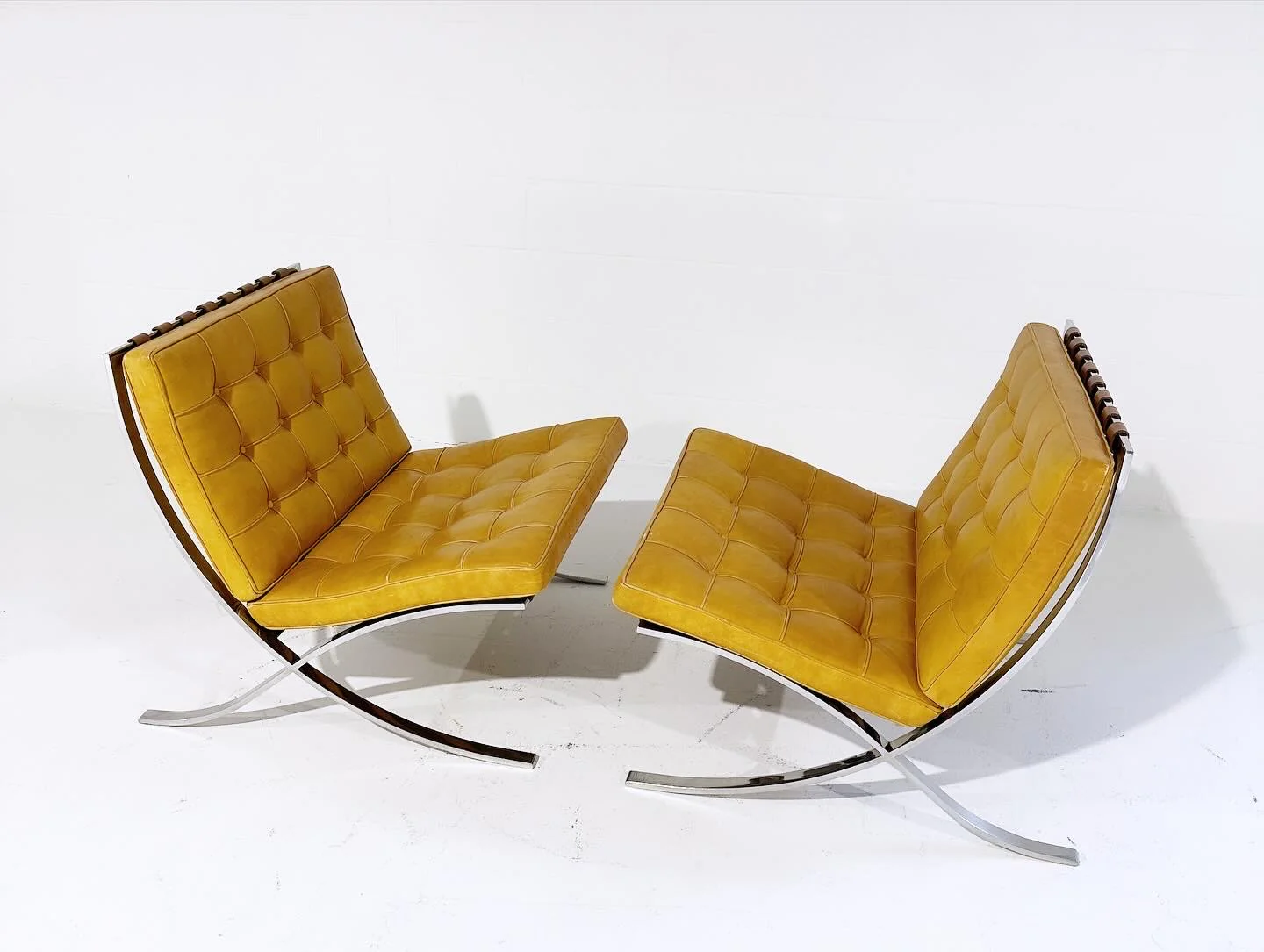 Gerald R. Griffith Barcelona Chairs and Ottomans, Set of 4 - Image 8