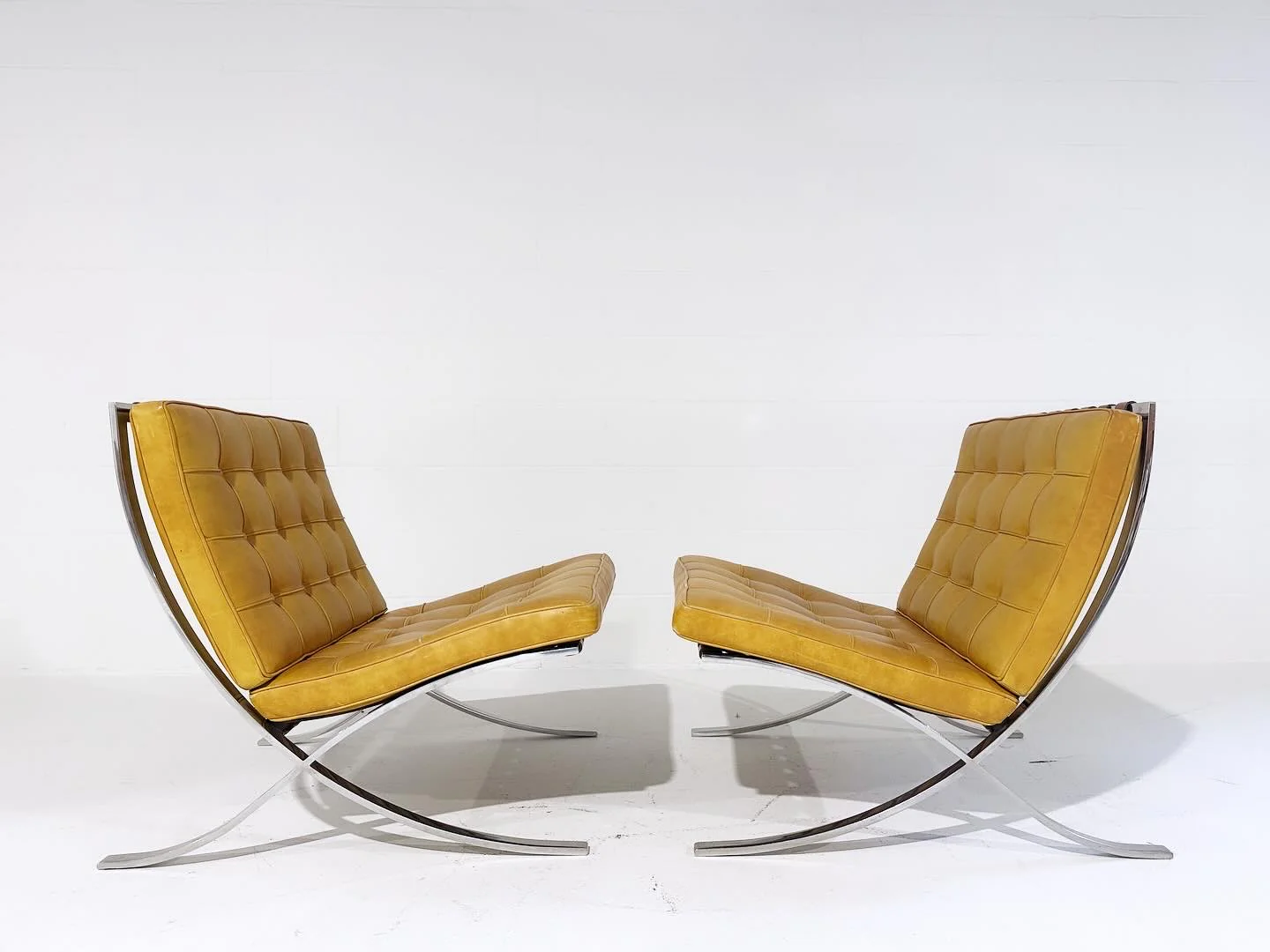 Gerald R. Griffith Barcelona Chairs and Ottomans, Set of 4 - Image 9