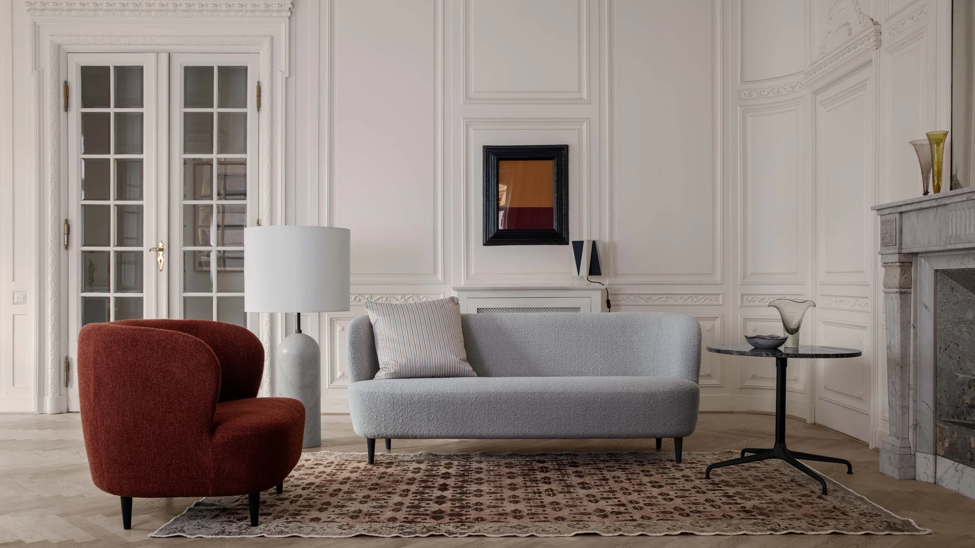 Gravity Floor Lamp - XL - Canvas Shade and White Marble - Image 3