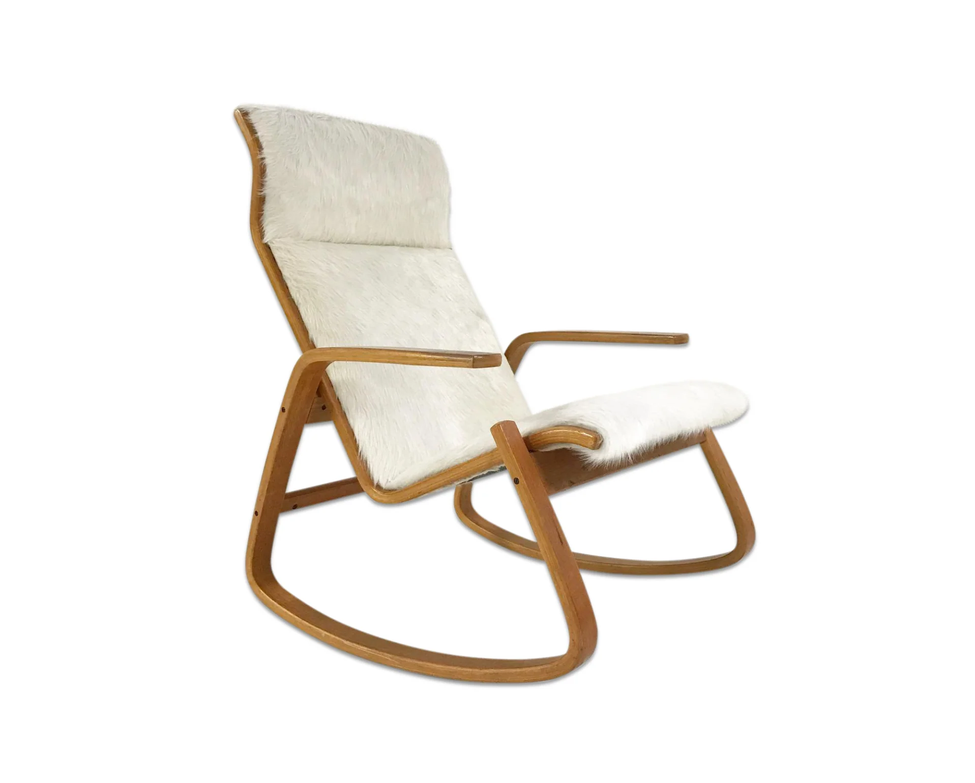 Danish Modern Rocking Chair in Brazilian Cowhide - Image 7