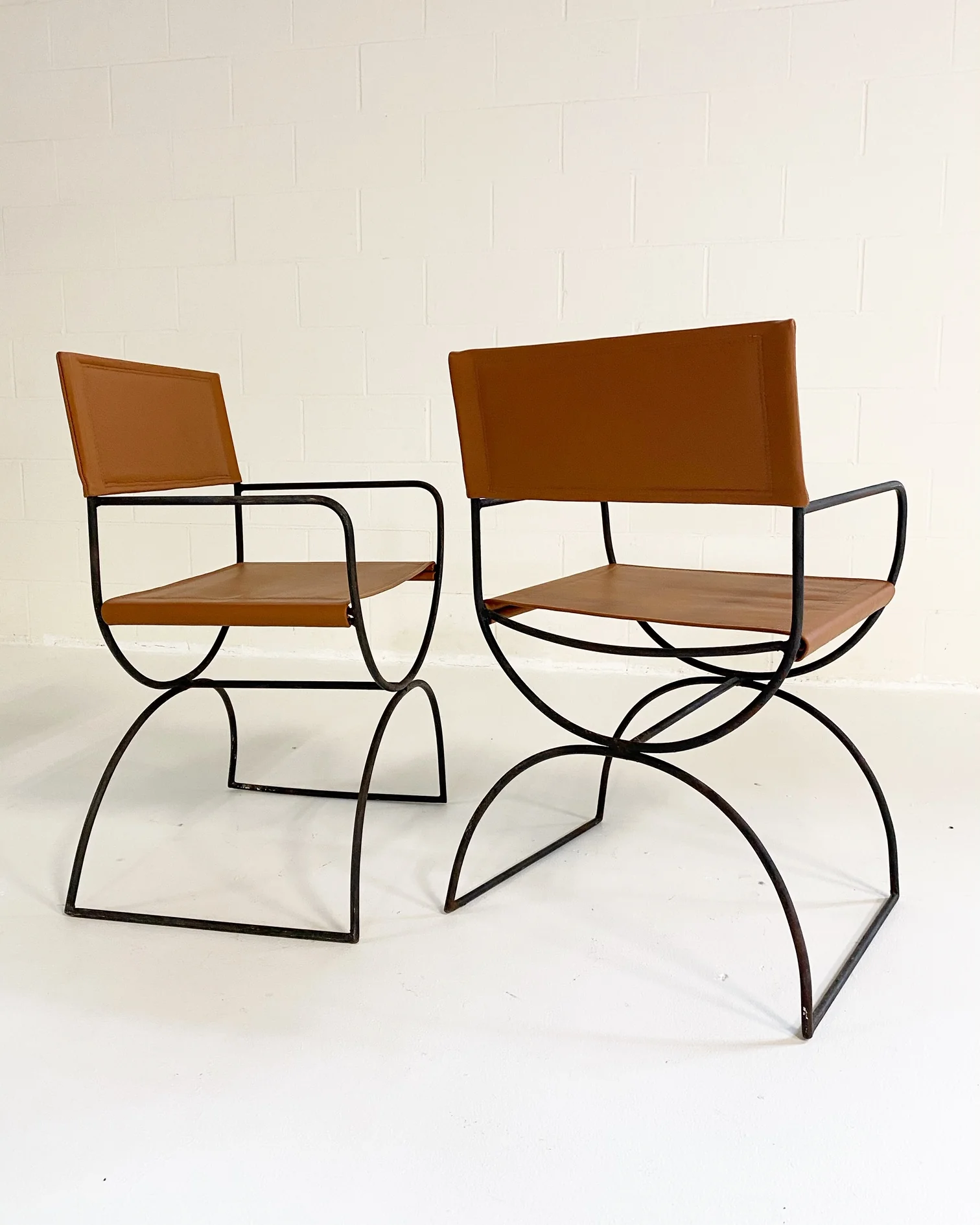 Iron Curule Chairs in Loro Piana Leather, pair - Image 3