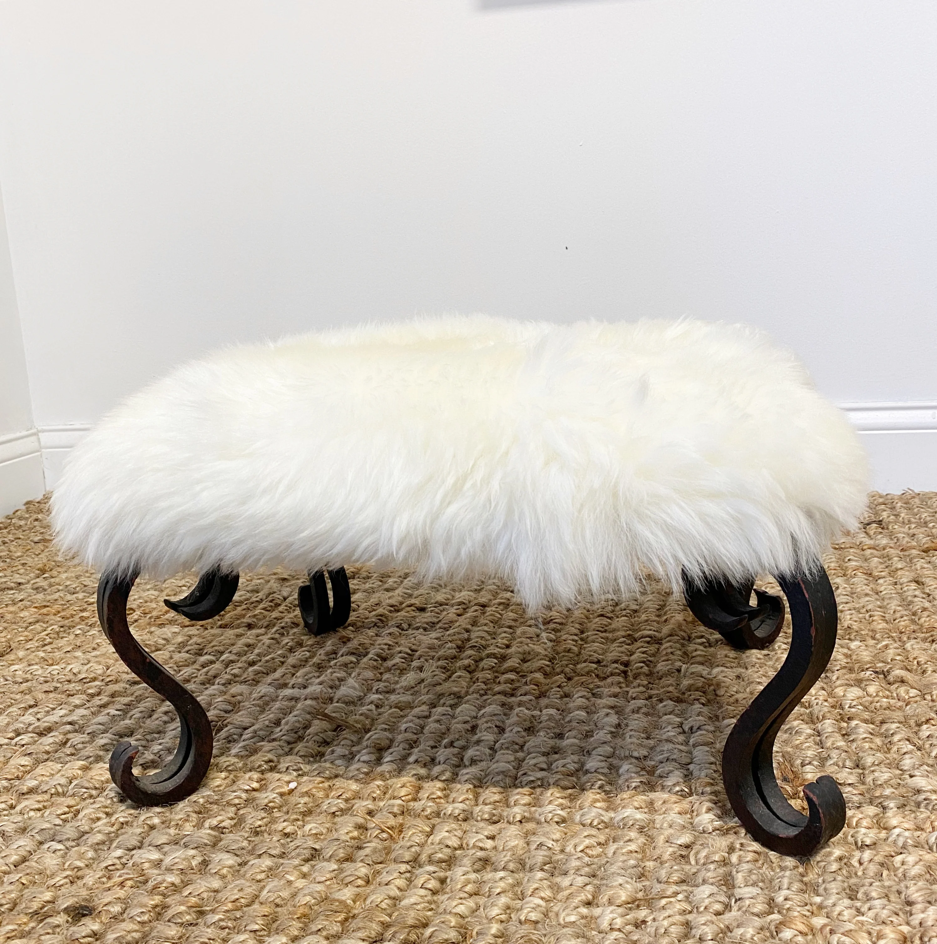 Iron Foot Stool in New Zealand Sheepskin - Image 2