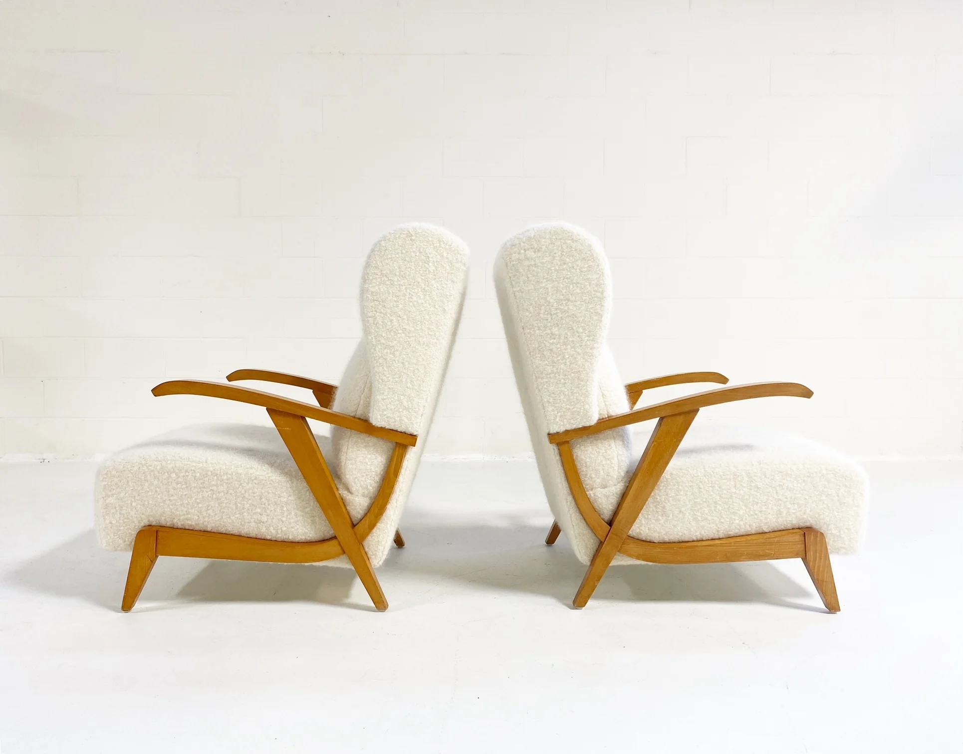Italian Lounge Chairs in Pierre Frey boucle, pair - Image 4
