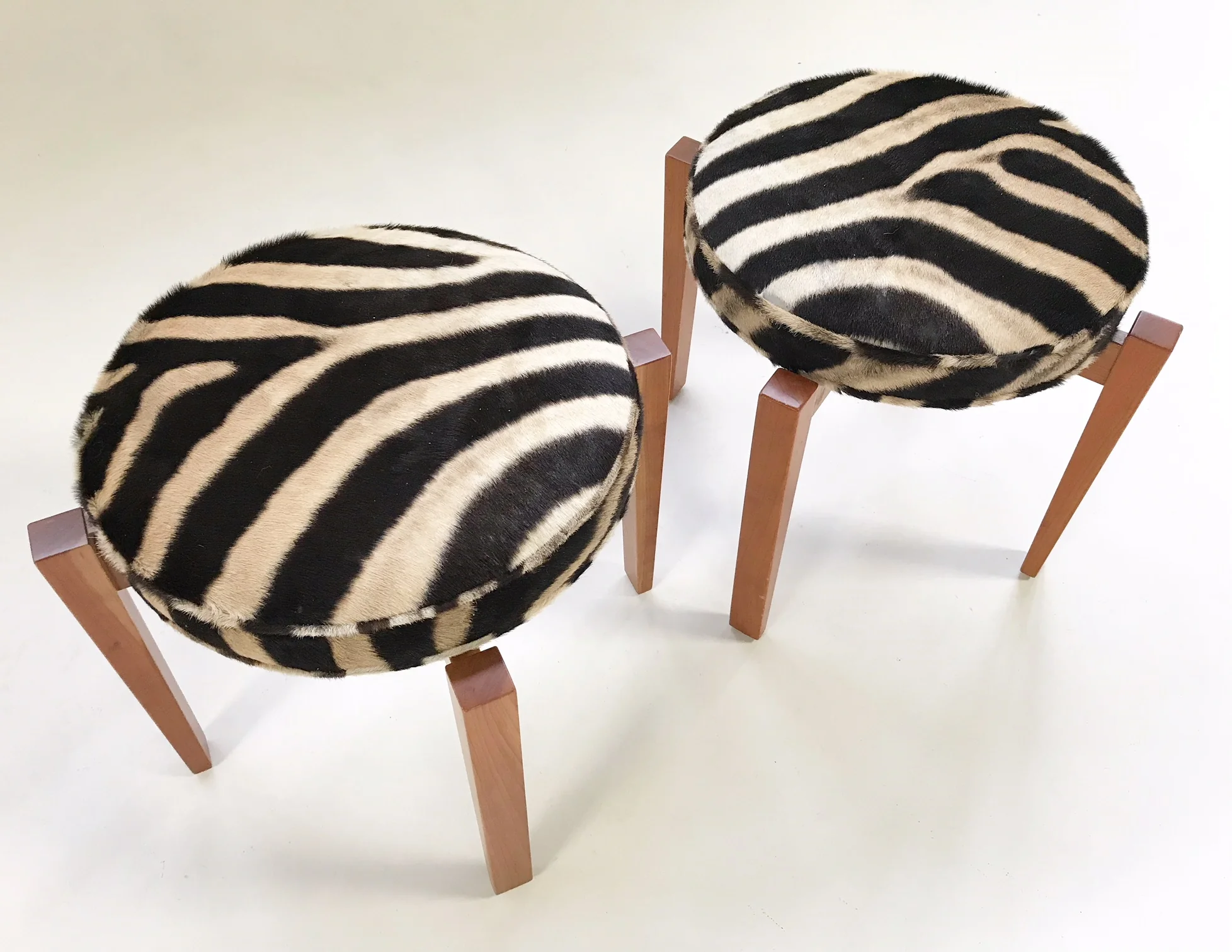 Stools in Zebra Hide, pair
