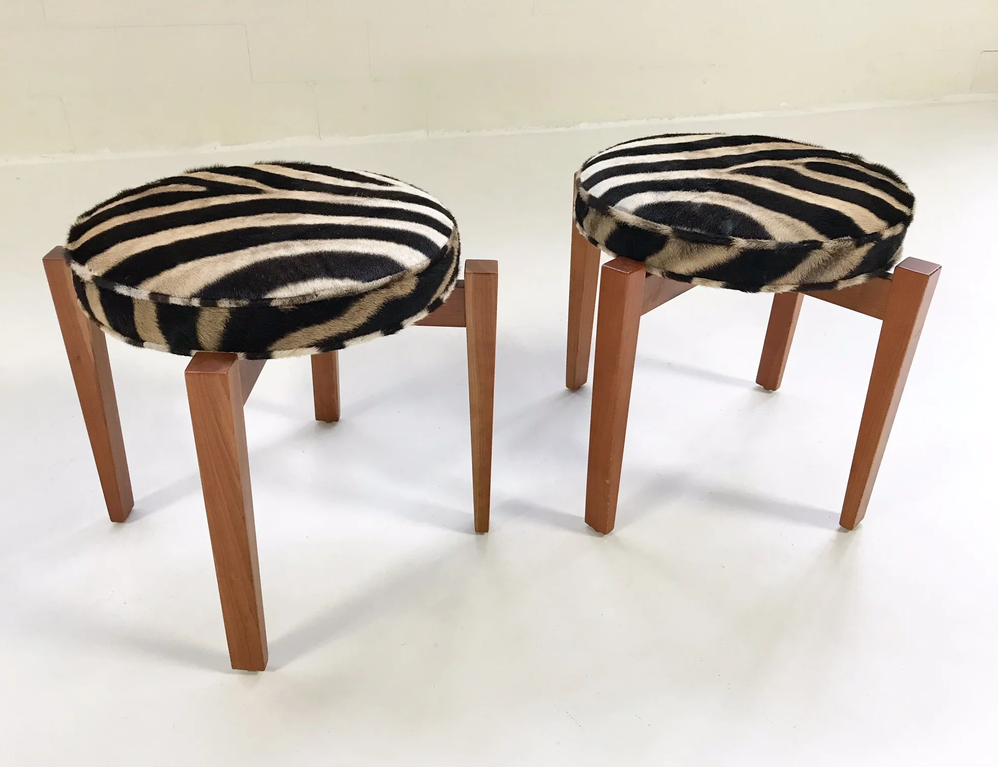 Stools in Zebra Hide, pair - Image 4