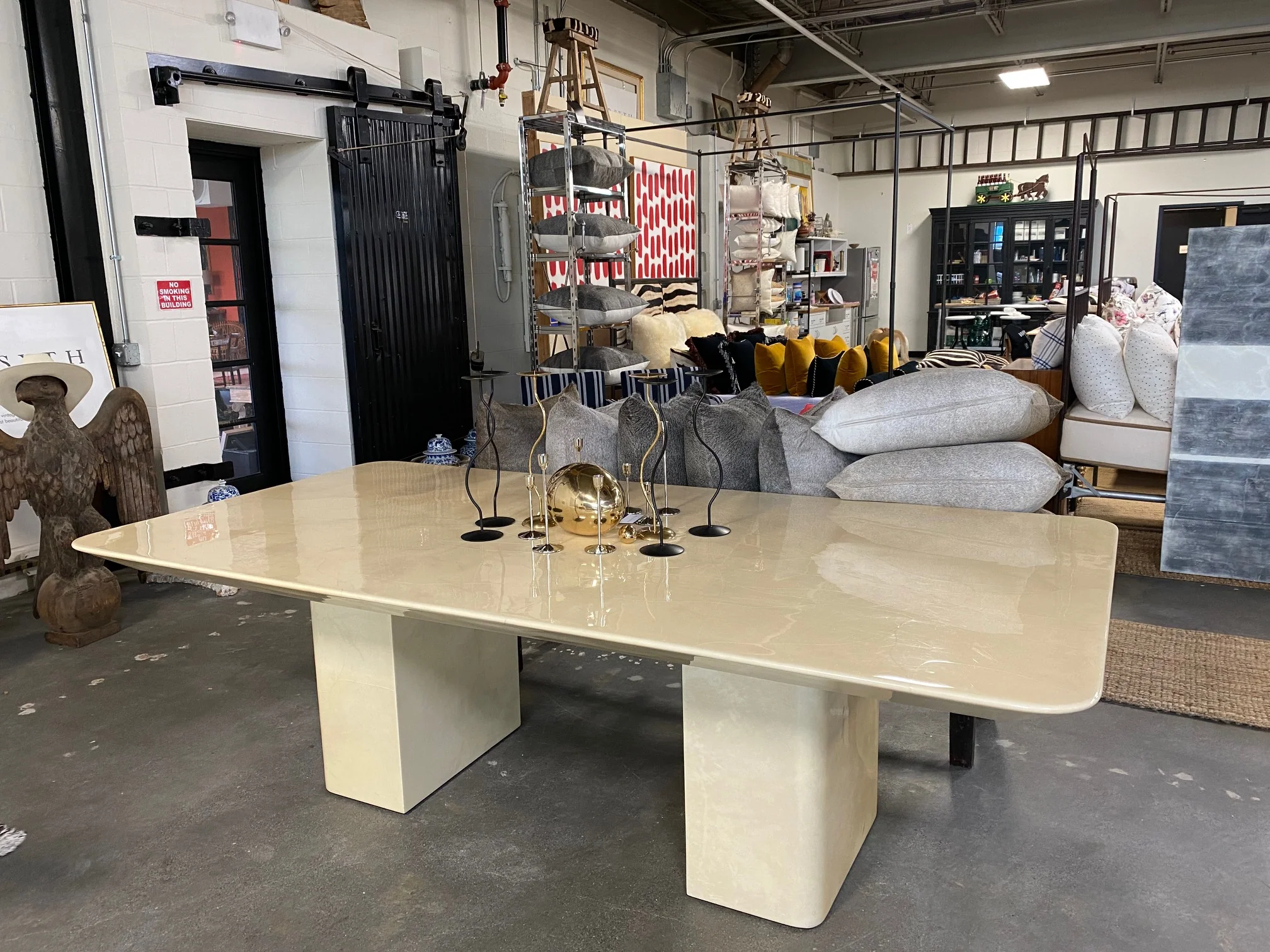 Lacquered Goatskin 8-Foot Long Dining Table - Image 3