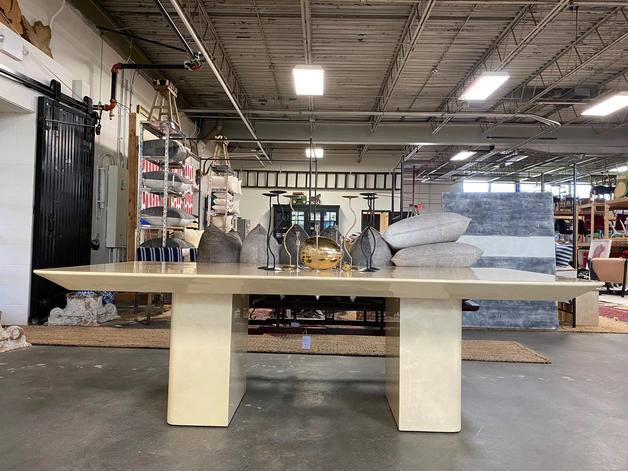 Lacquered Goatskin 8-Foot Long Dining Table - Image 4