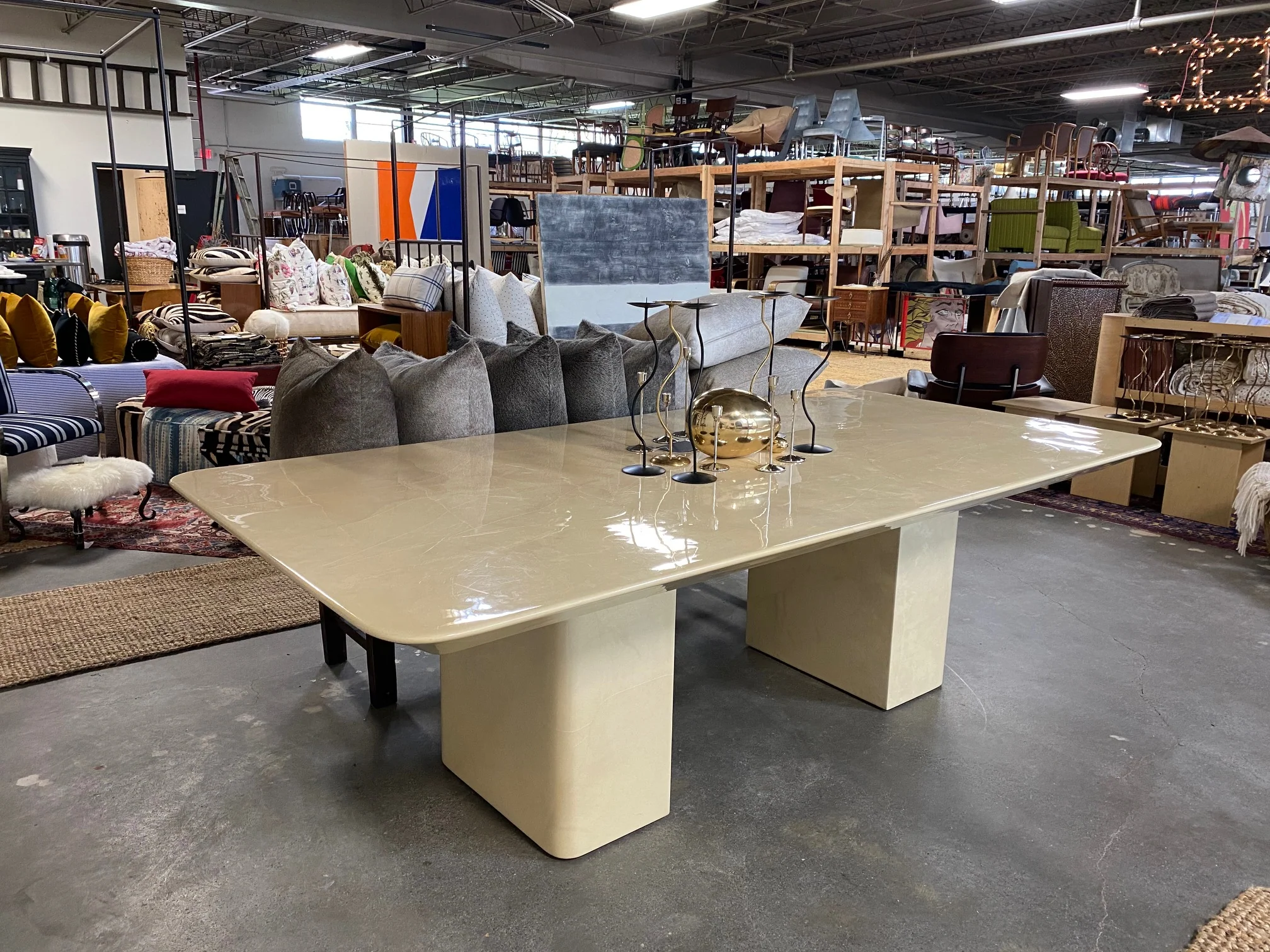 Lacquered Goatskin 8-Foot Long Dining Table - Image 5