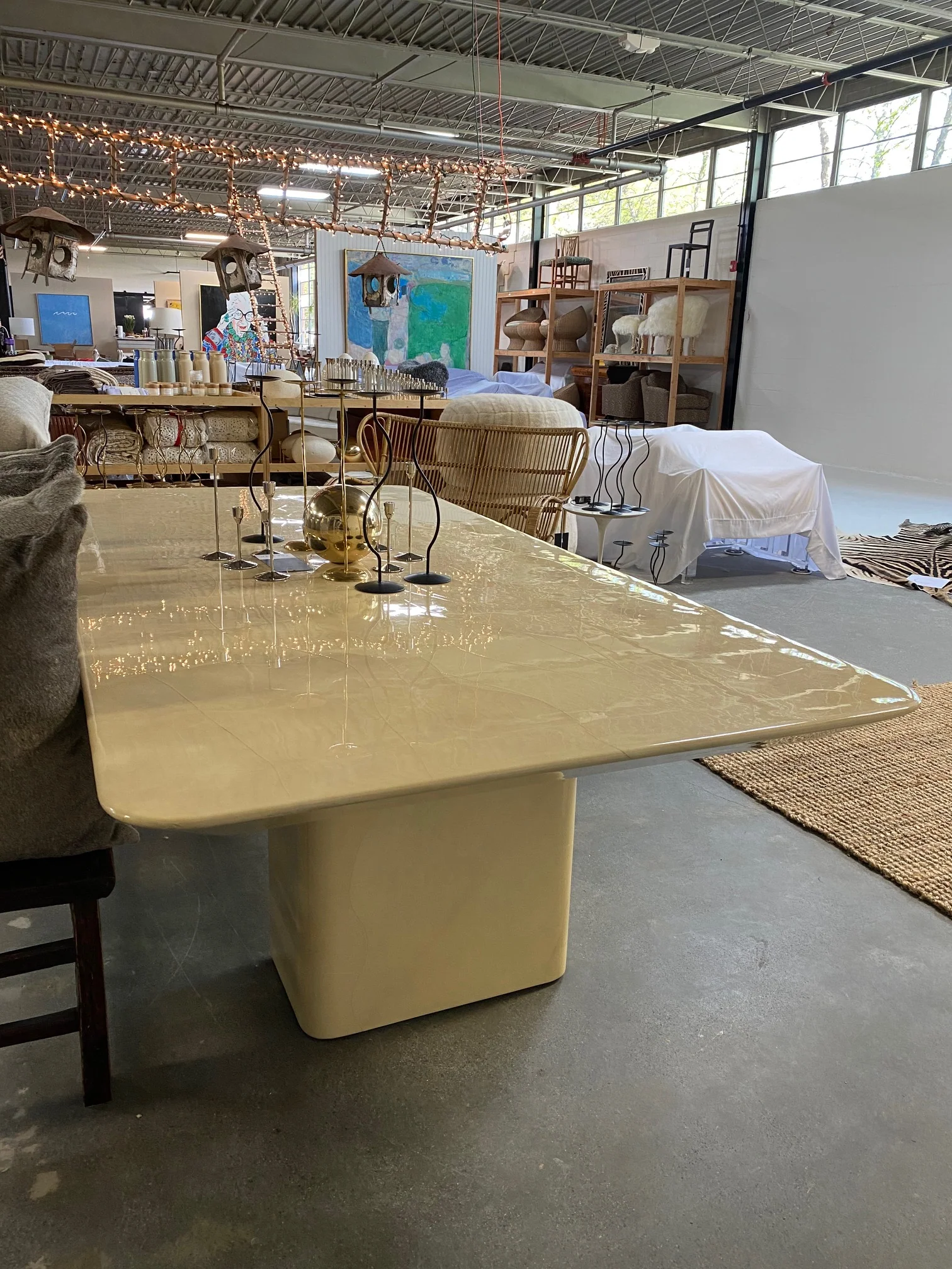 Lacquered Goatskin 8-Foot Long Dining Table - Image 7