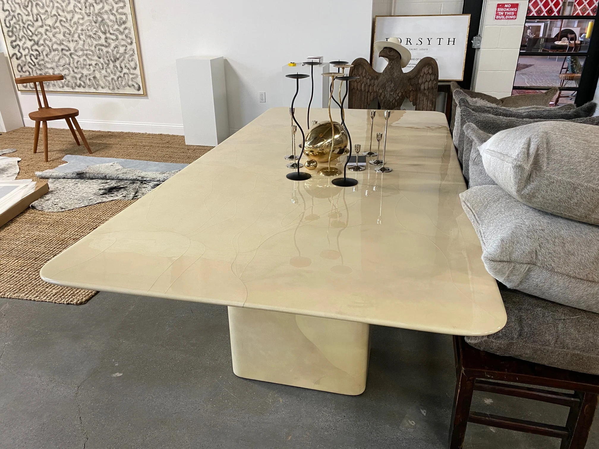 Lacquered Goatskin 8-Foot Long Dining Table - Image 8