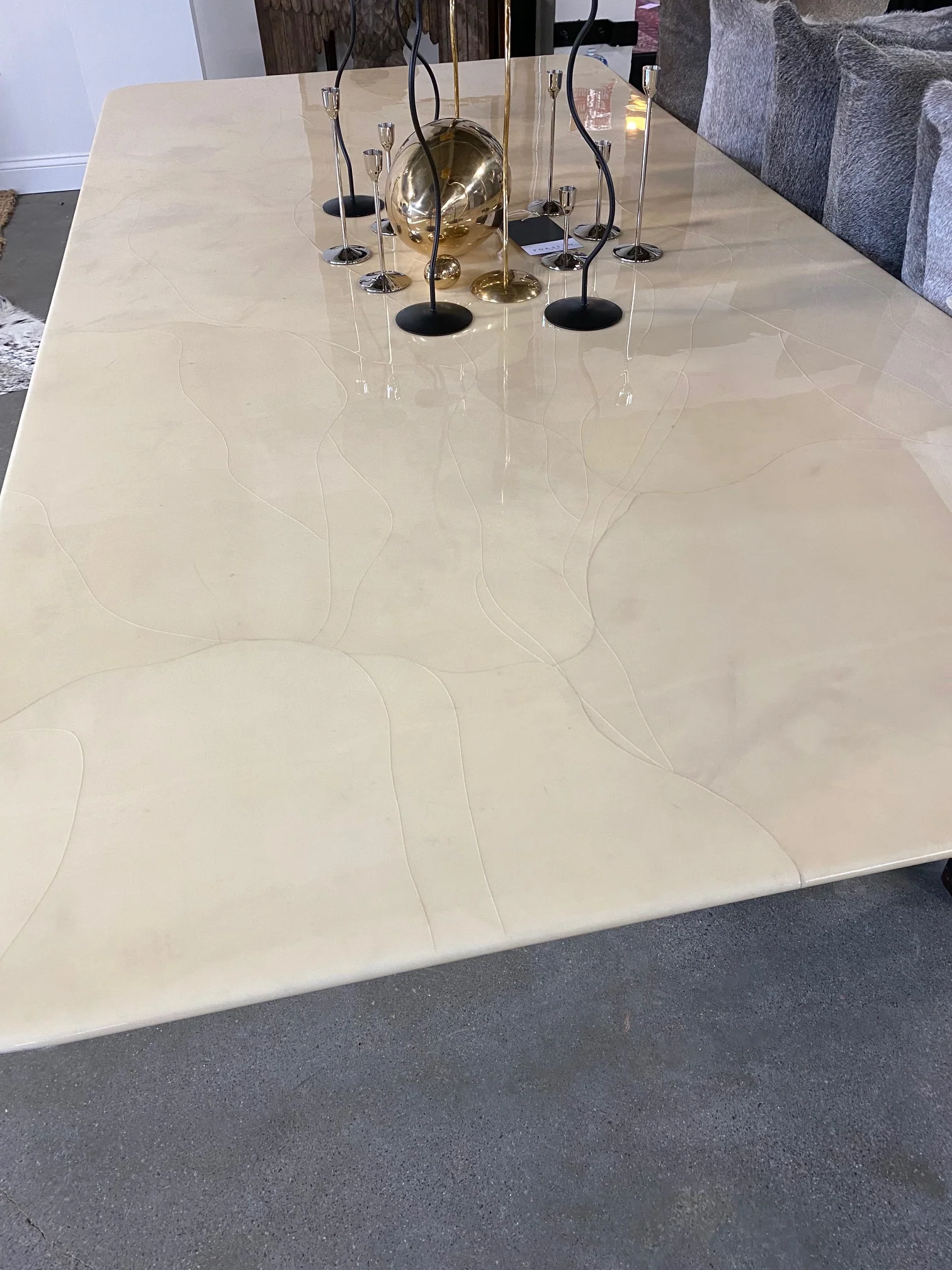 Lacquered Goatskin 8-Foot Long Dining Table - Image 9