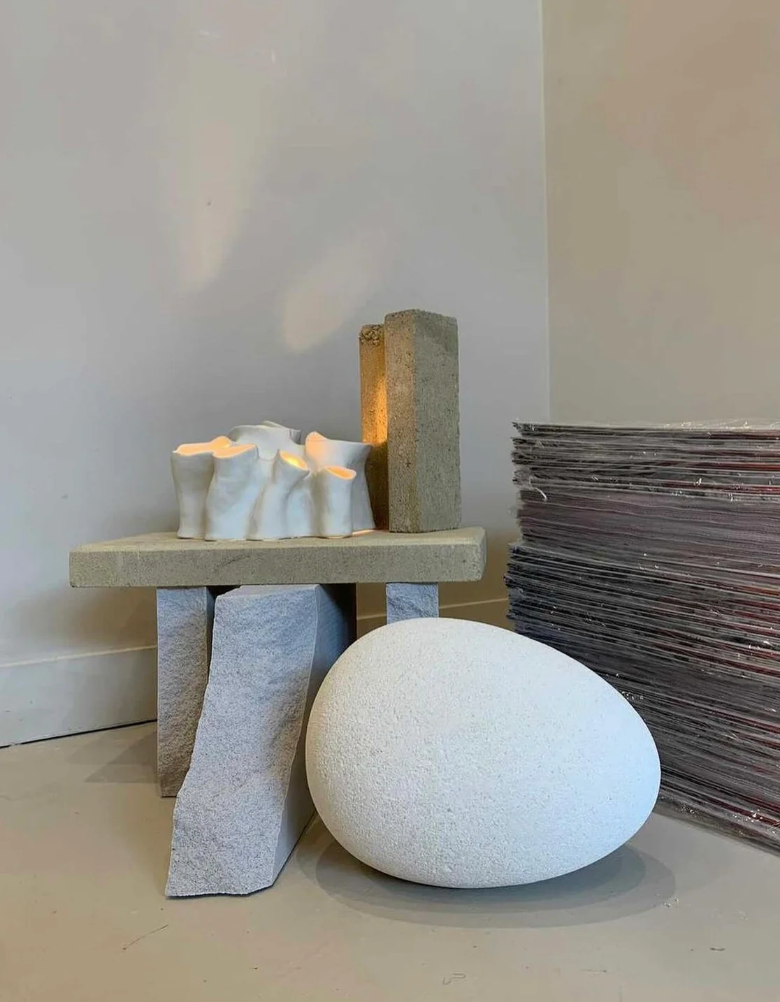 Large Limestone Egg Sculpture - Image 11