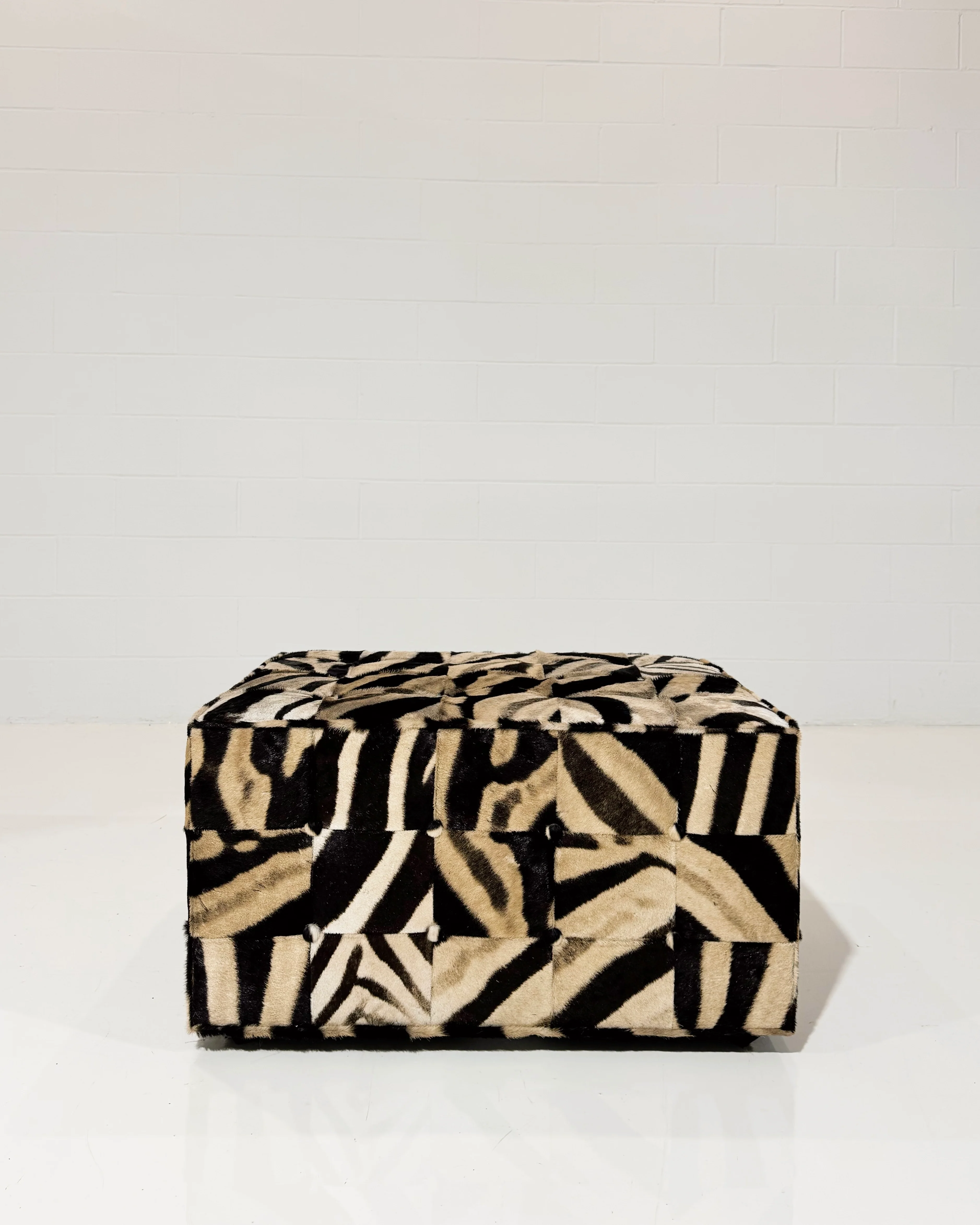 The Forsyth Patchwork Ottoman in Zebra - Image 3