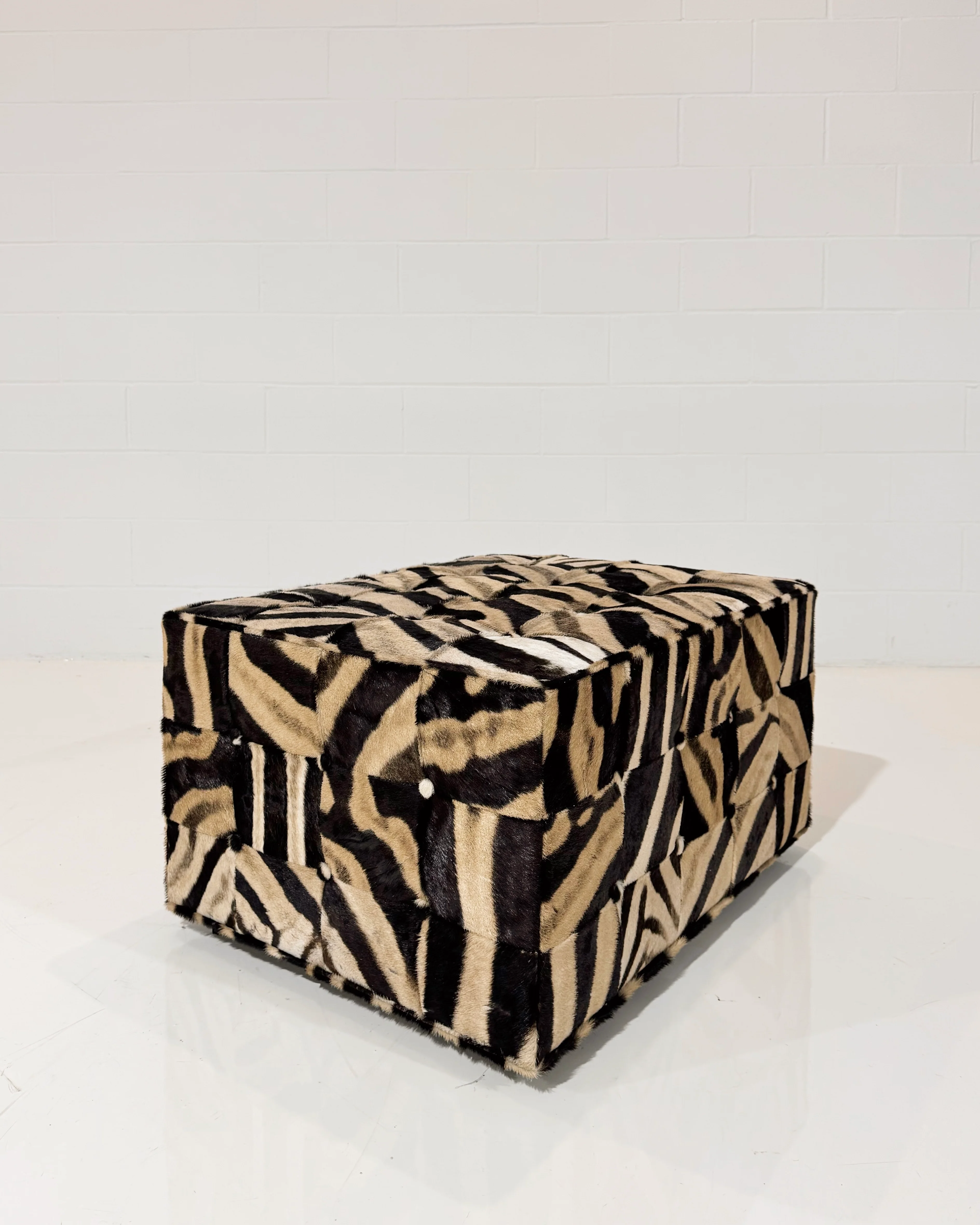 The Forsyth Patchwork Ottoman in Zebra - Image 6