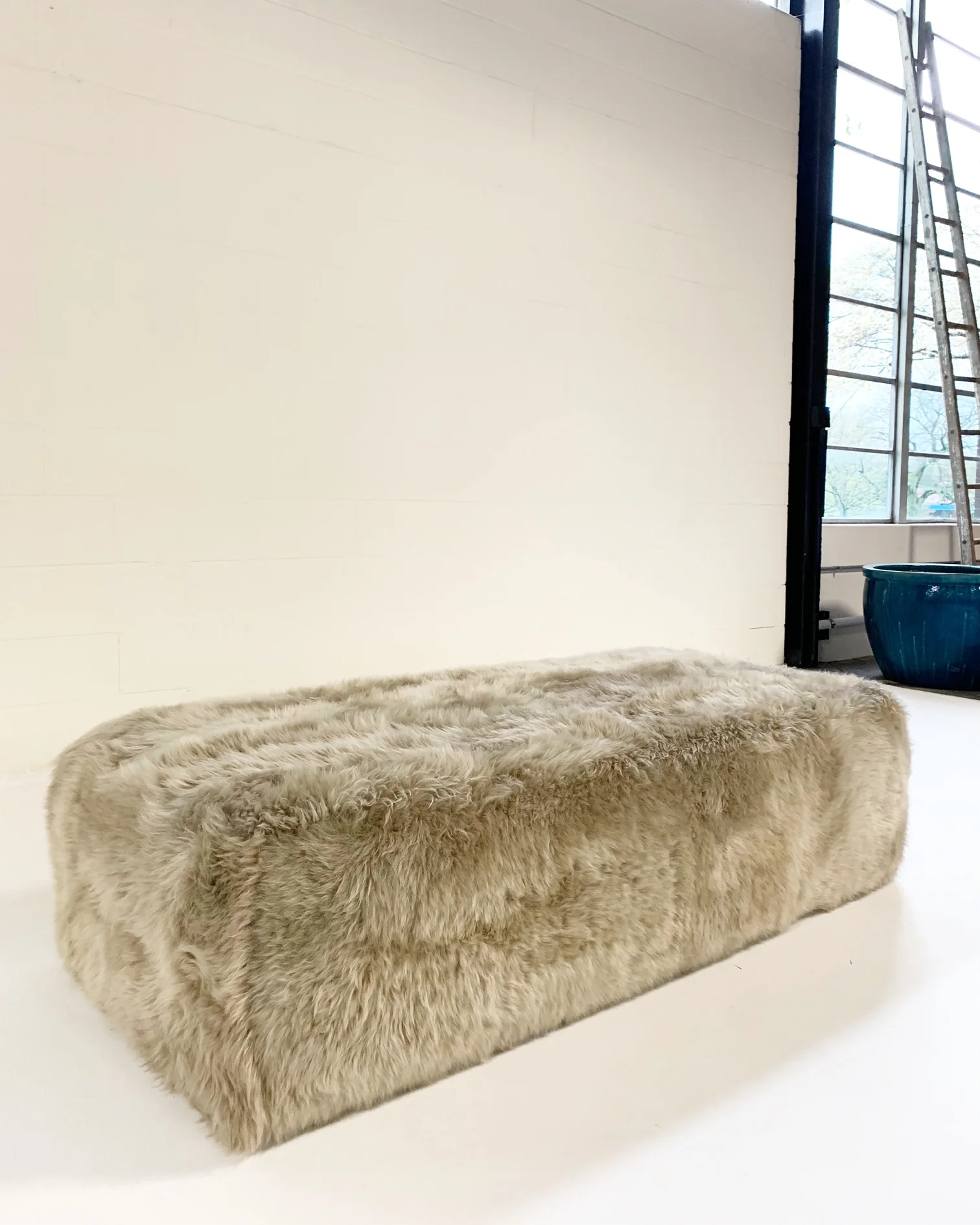 The Forsyth Large Ottoman in Sheepskin - Image 4