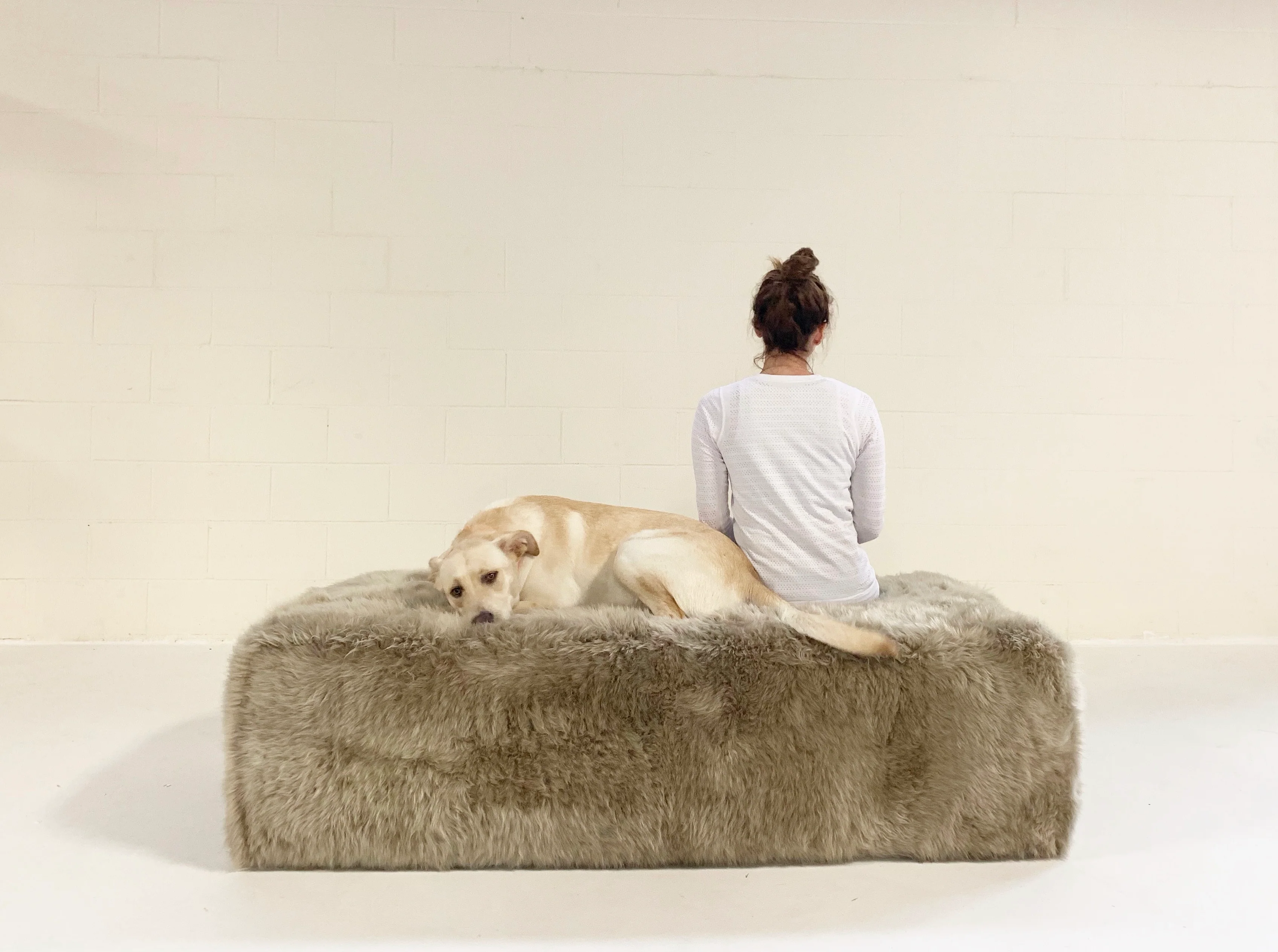 The Forsyth Large Ottoman in Sheepskin - Image 5