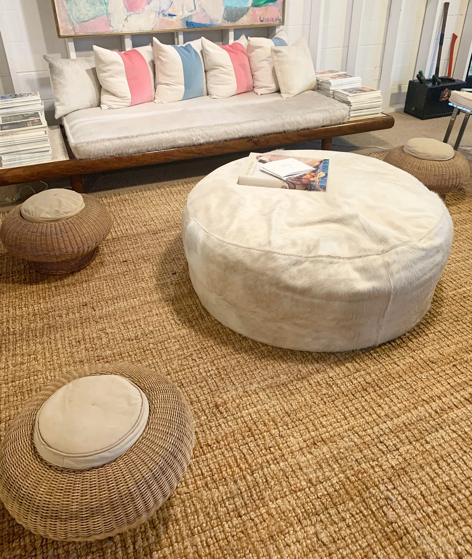 The Forsyth Cloud Ottoman in Cowhide - Image 3