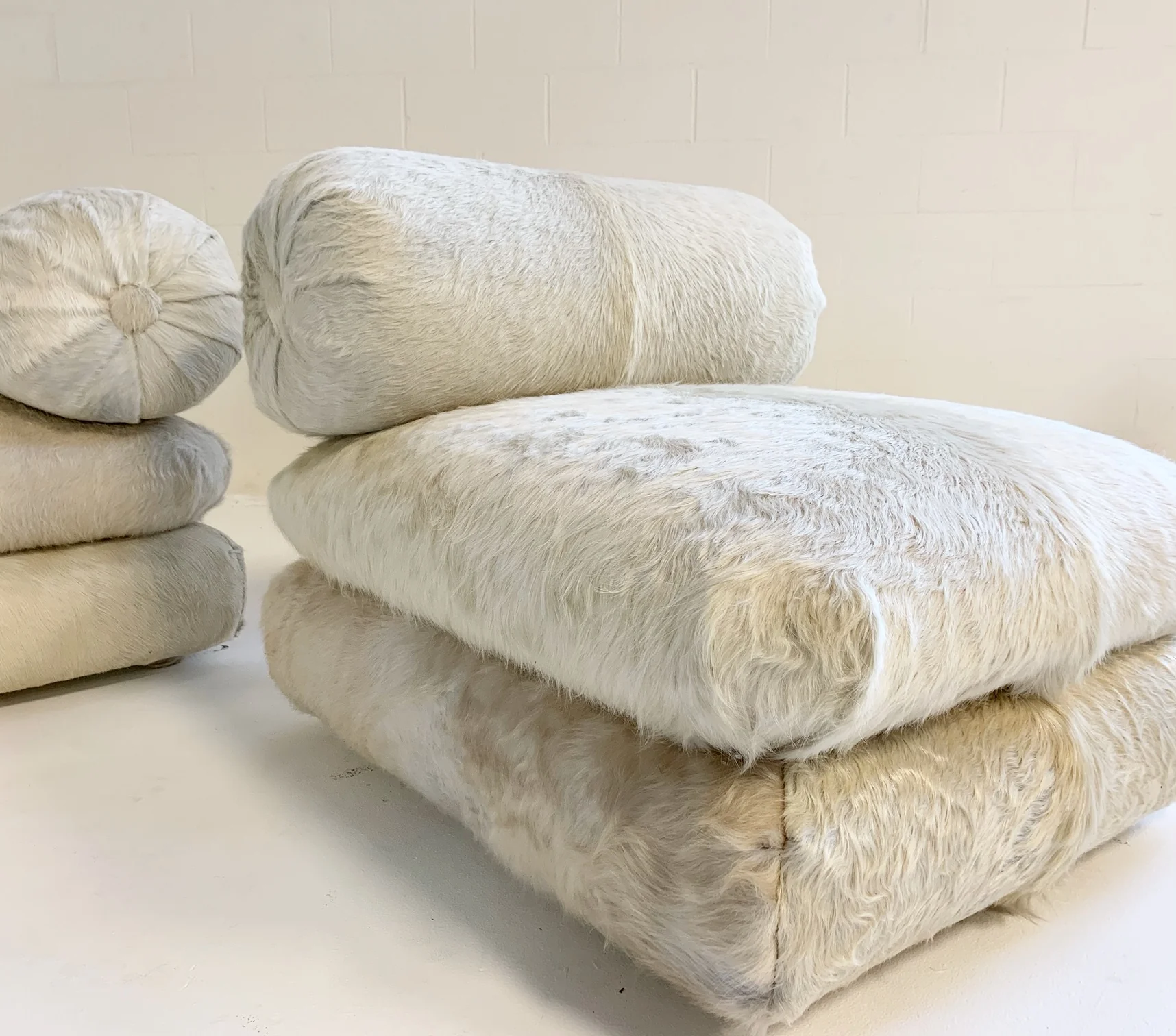 Large Slipper Chairs in Brazilian Cowhide, pair - Image 2