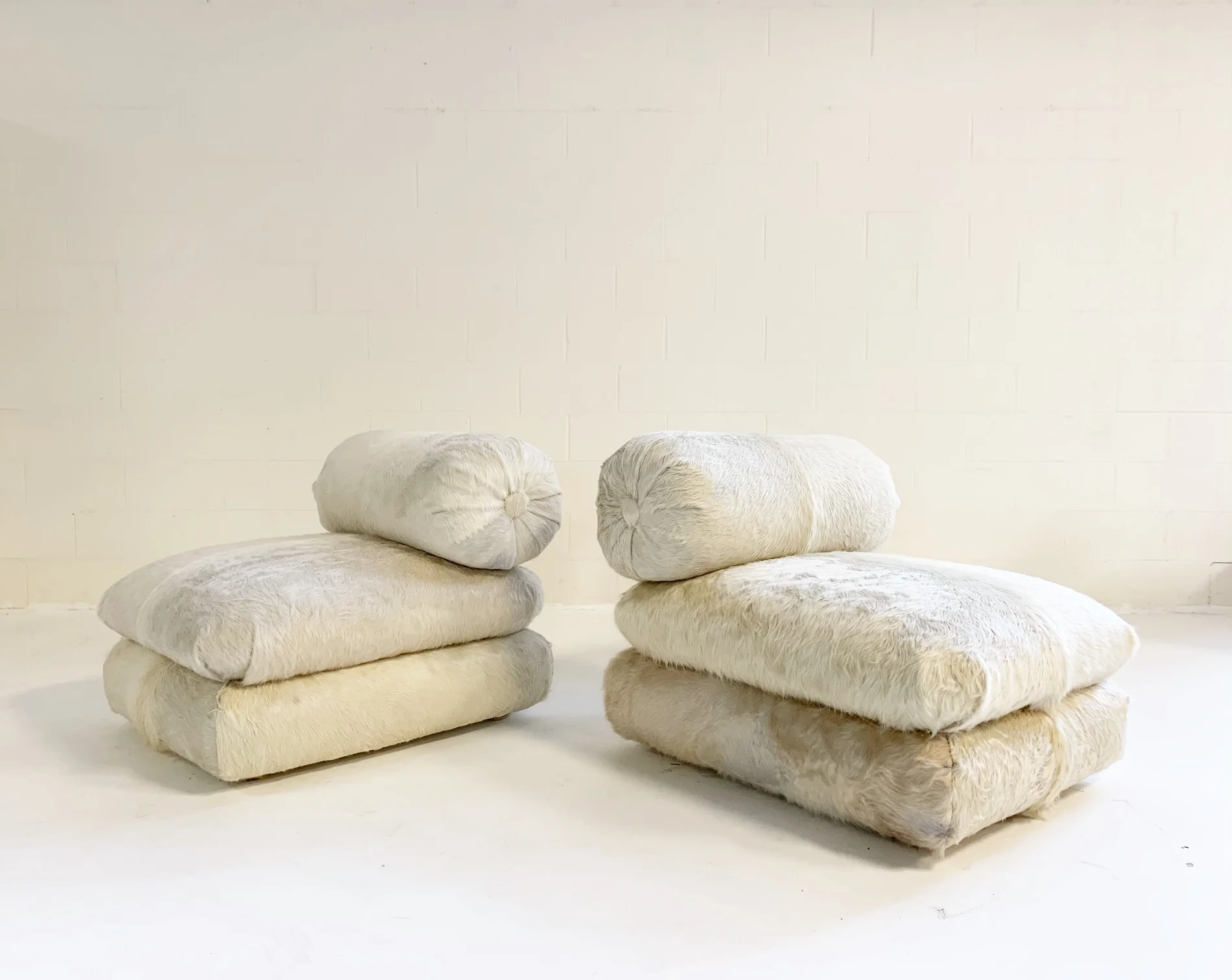Large Slipper Chairs in Brazilian Cowhide, pair - Image 8