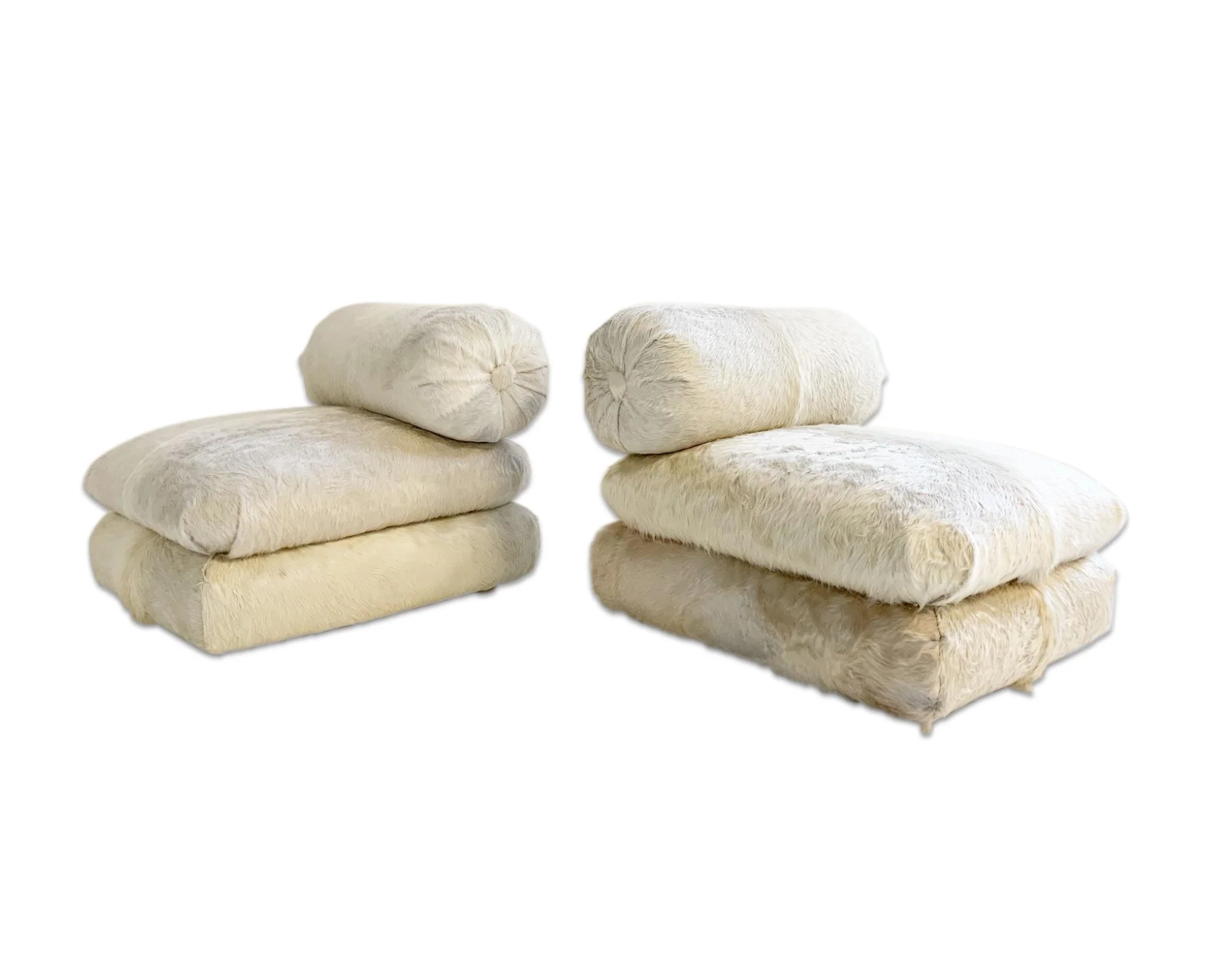 Large Slipper Chairs in Brazilian Cowhide, pair - Image 9