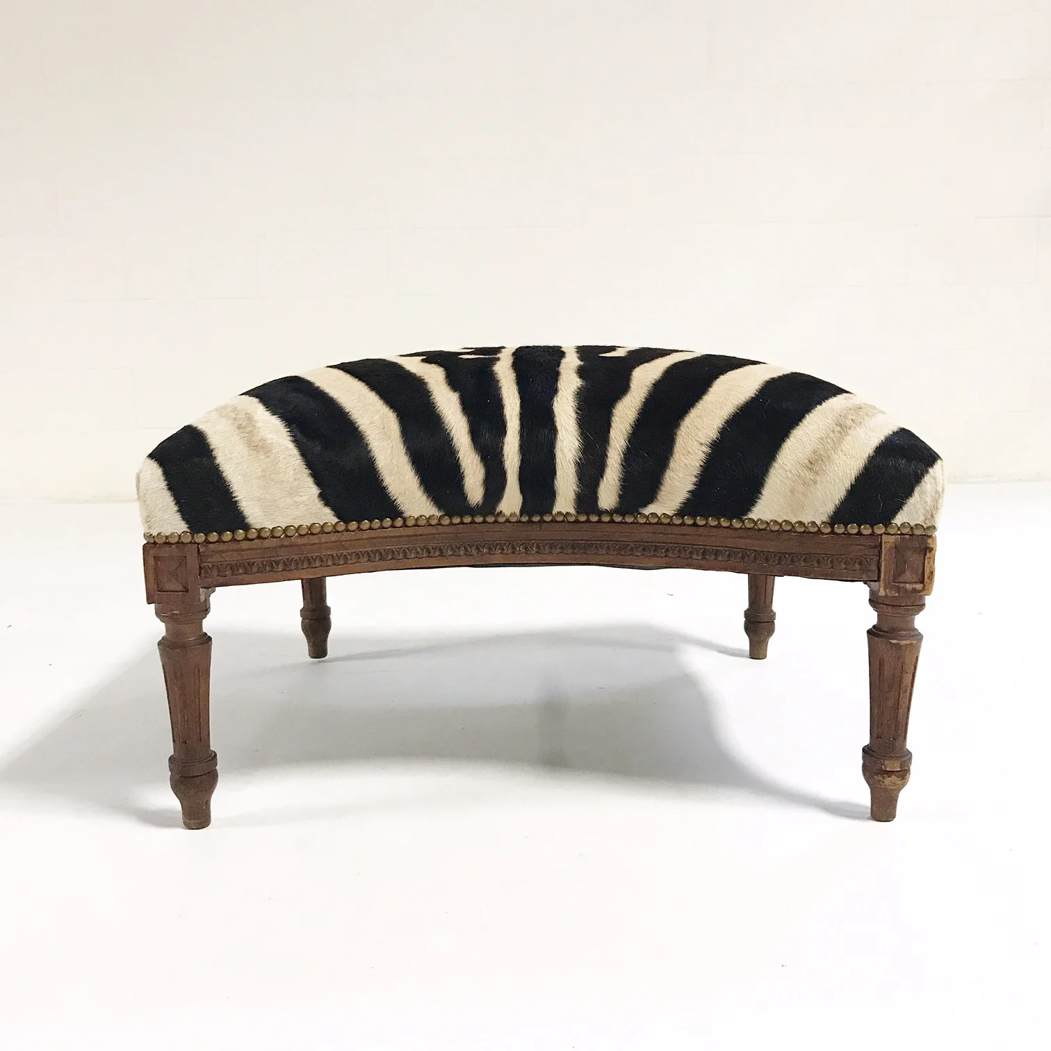 Large Ottoman in Zebra Hide