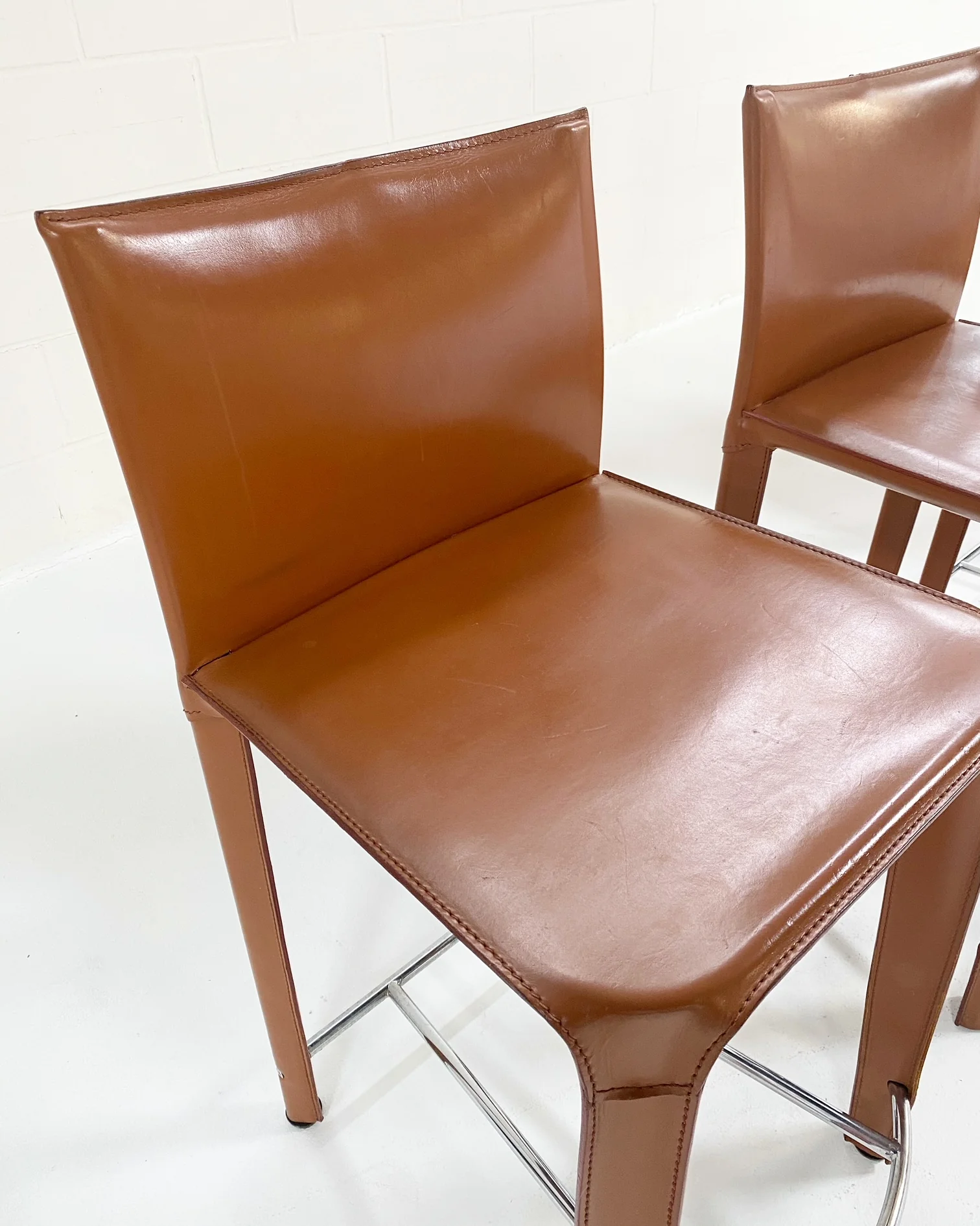 Leather Counter Stools, Set of 4 - Image 3