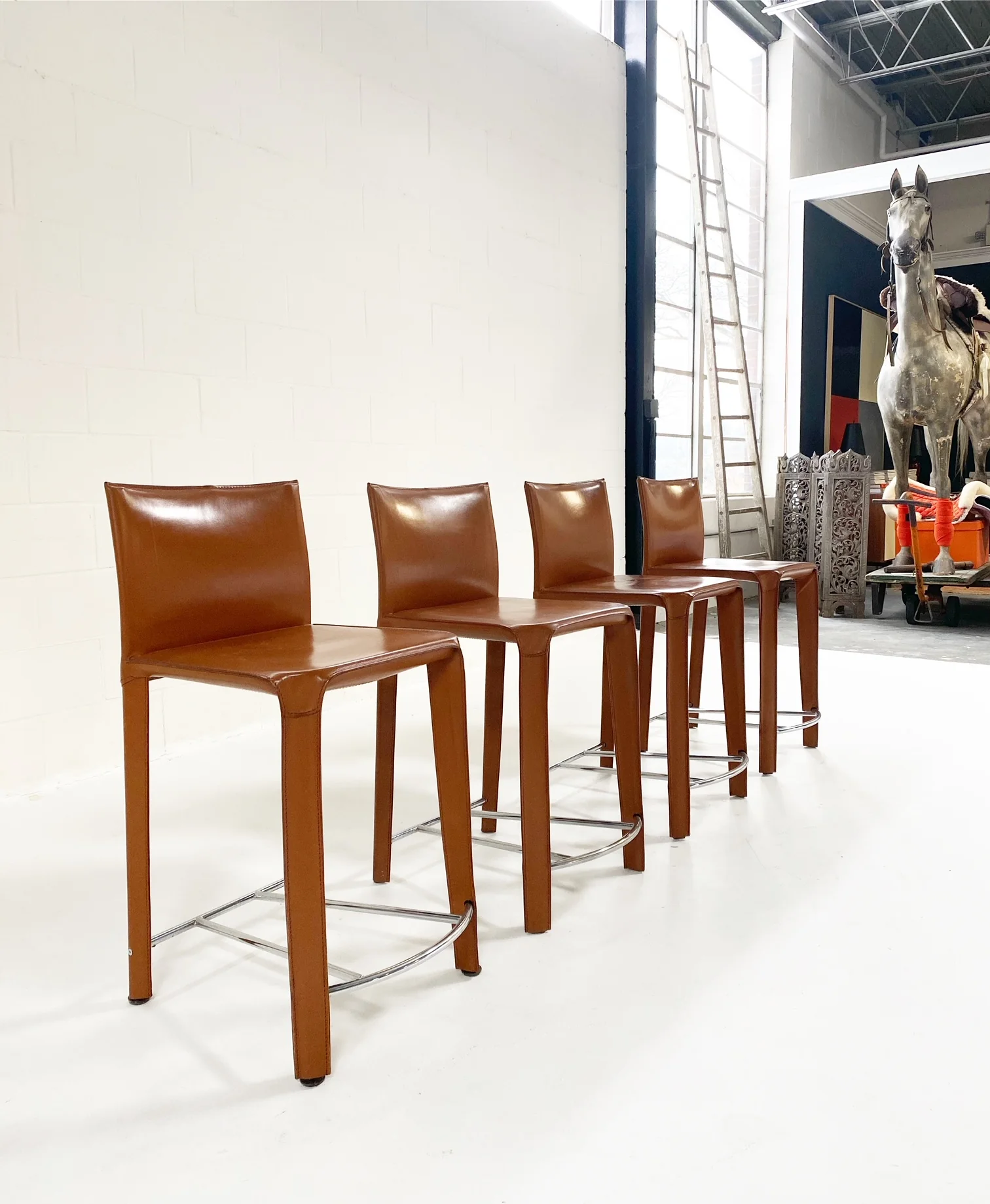 Leather Counter Stools, Set of 4 - Image 4