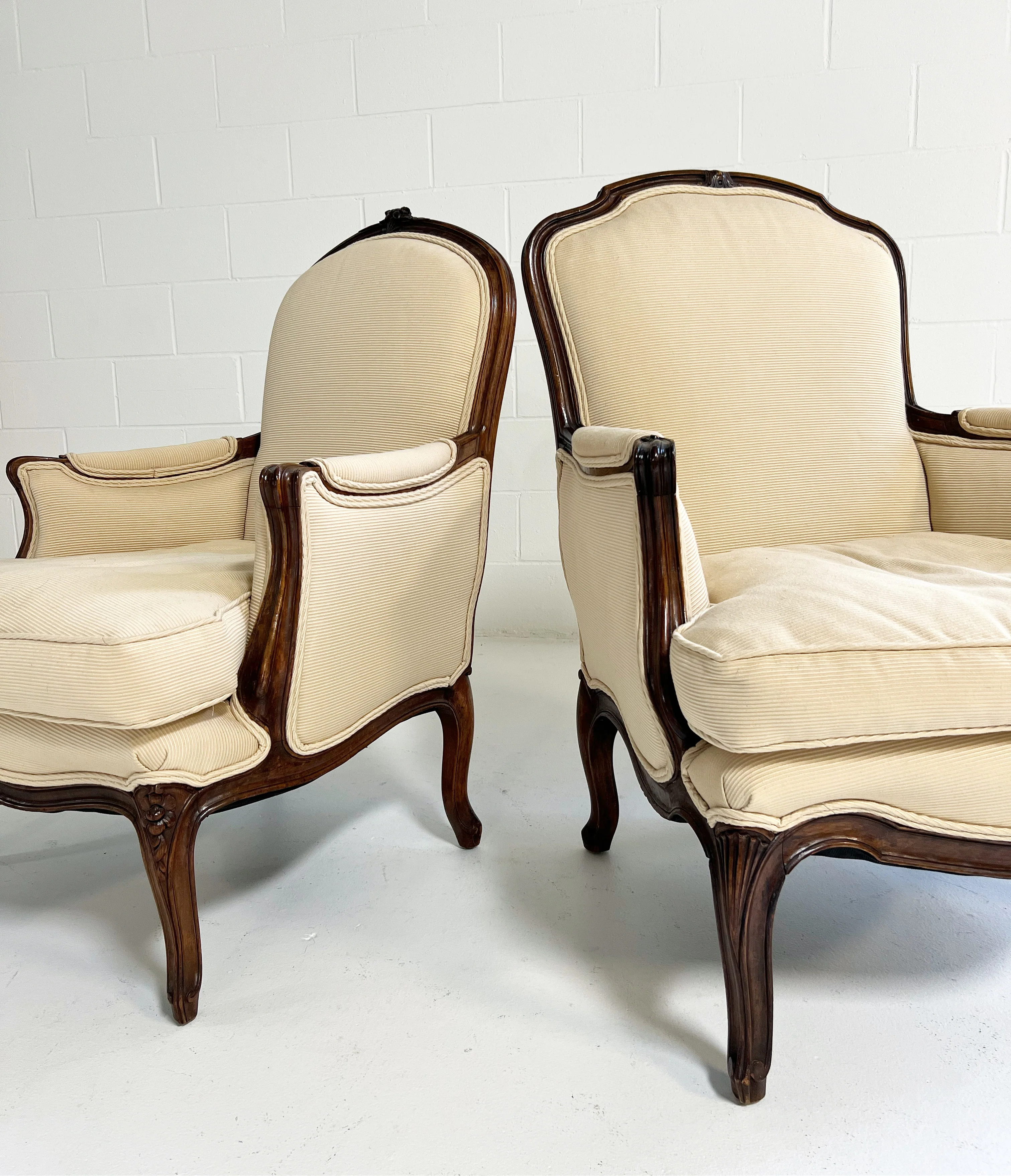 Louis XVI Style His and Hers Lounge Chairs, Pair - Image 3